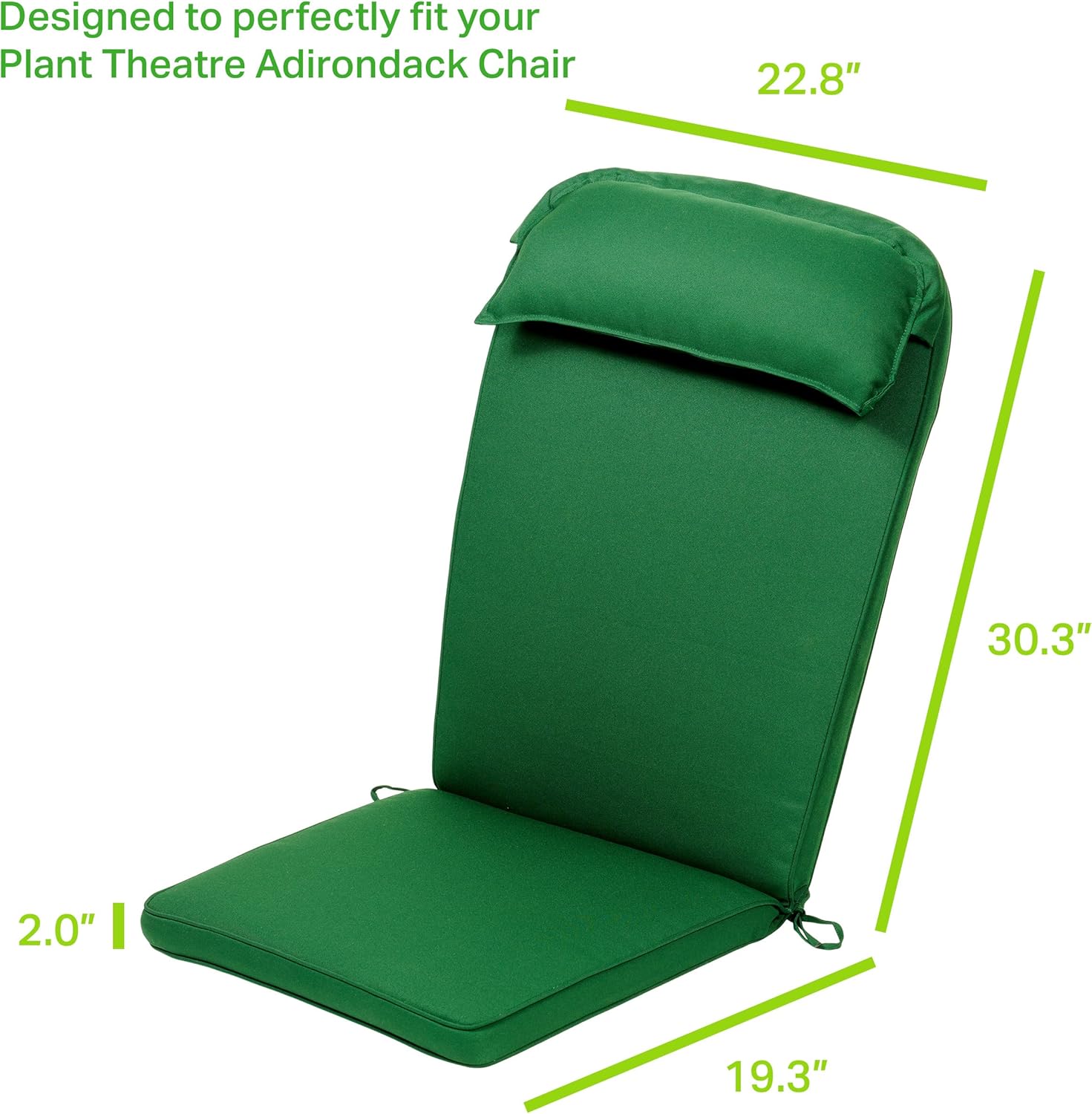 Plant Theatre Adirondack – Cojín para silla de patio con respaldo alto para muebles de exterior, cojines de sillas de exterior para mecedoras,