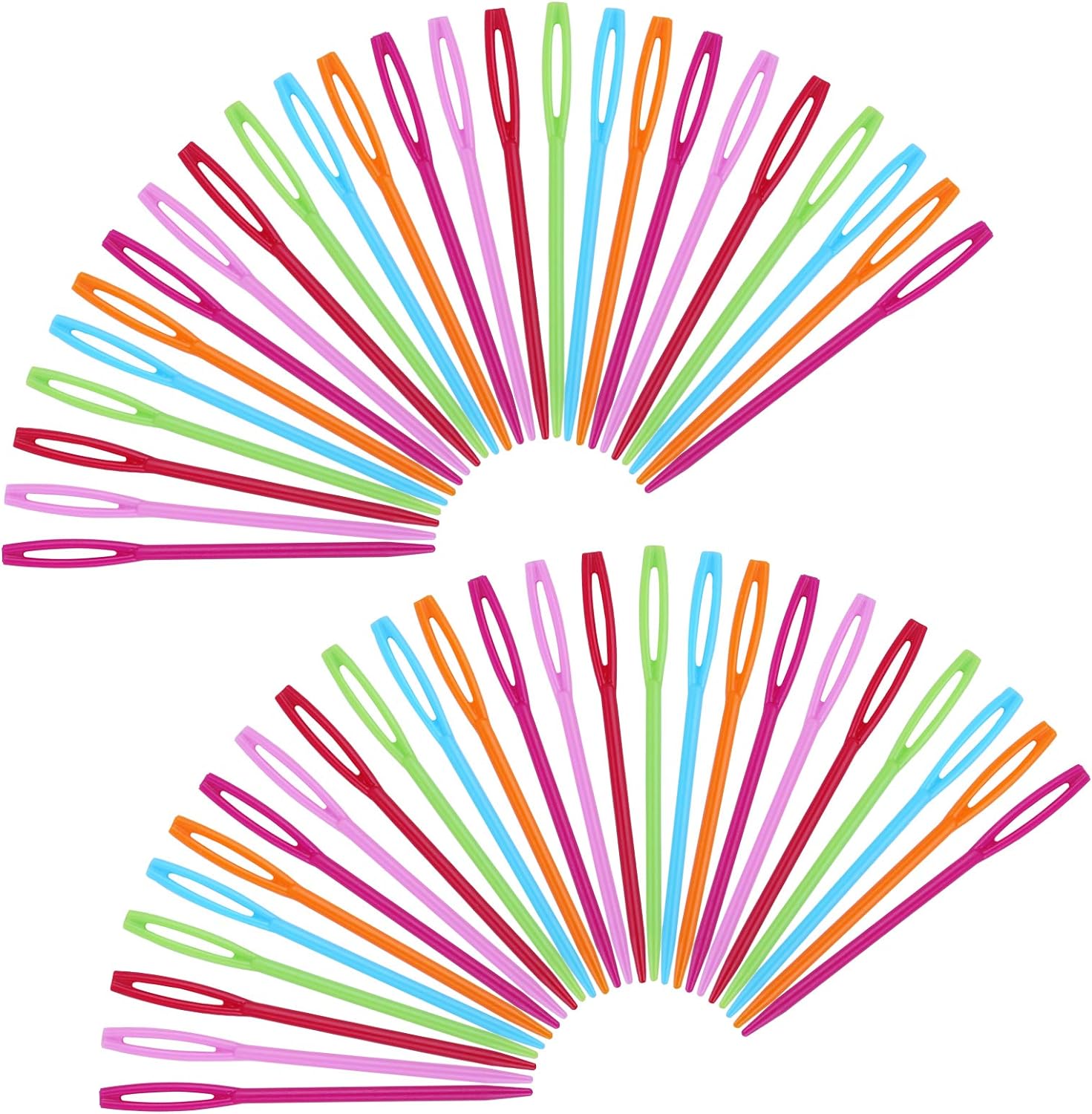 50 agujas de coser coloridas de plástico para ojos grandes, agujas de hilo de 2.75 pulgadas, agujas de tejer de plástico, agujas de bordar, agujas