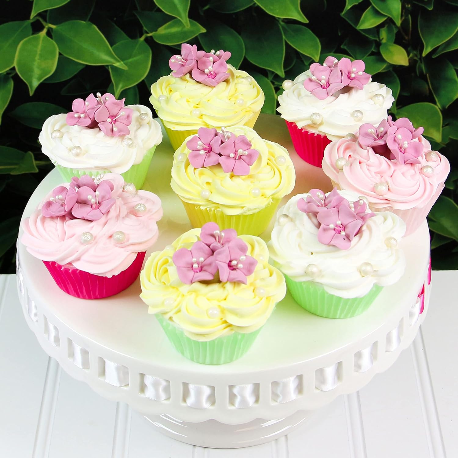 Global Sugar Art Blossom Sugar – Flores para pastel de boda con estambres de perlas, rosa polvoriento, sin alambres, 24 unidades por el chef Alan