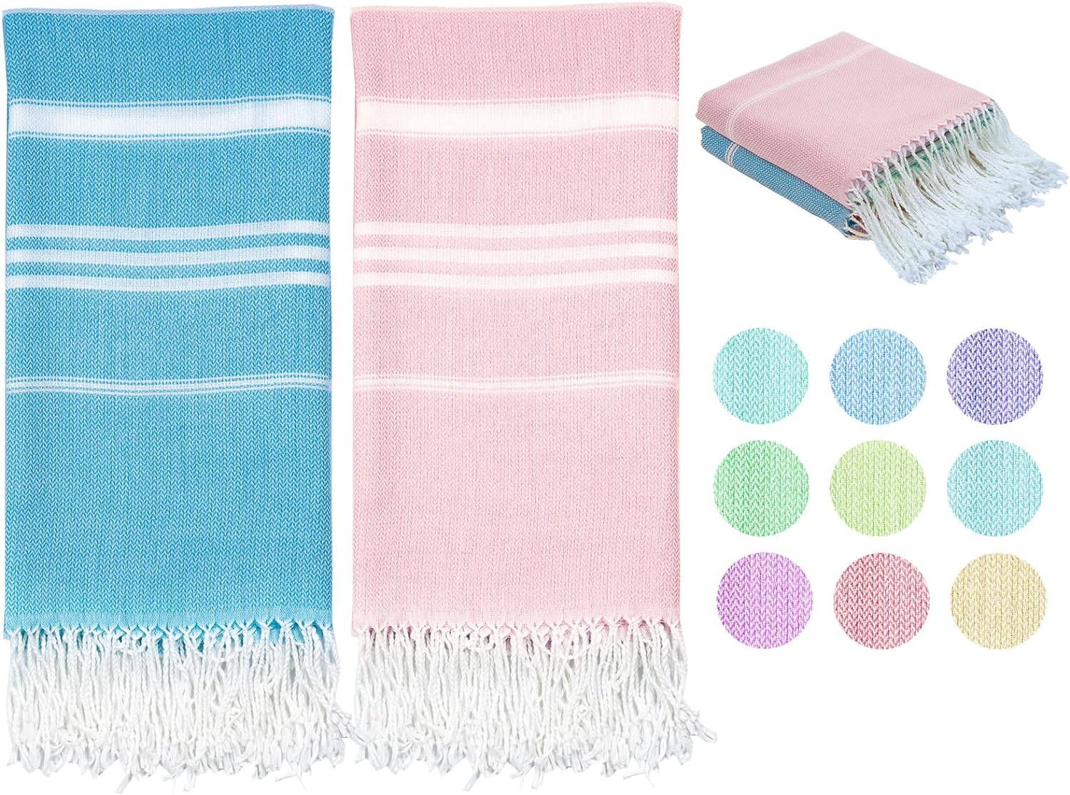 Widdonen Toalla de playa turca de secado rápido, absorbente, de algodón, ligera, fina, para baño, piscina, toallas de natación, extra grandes, sin