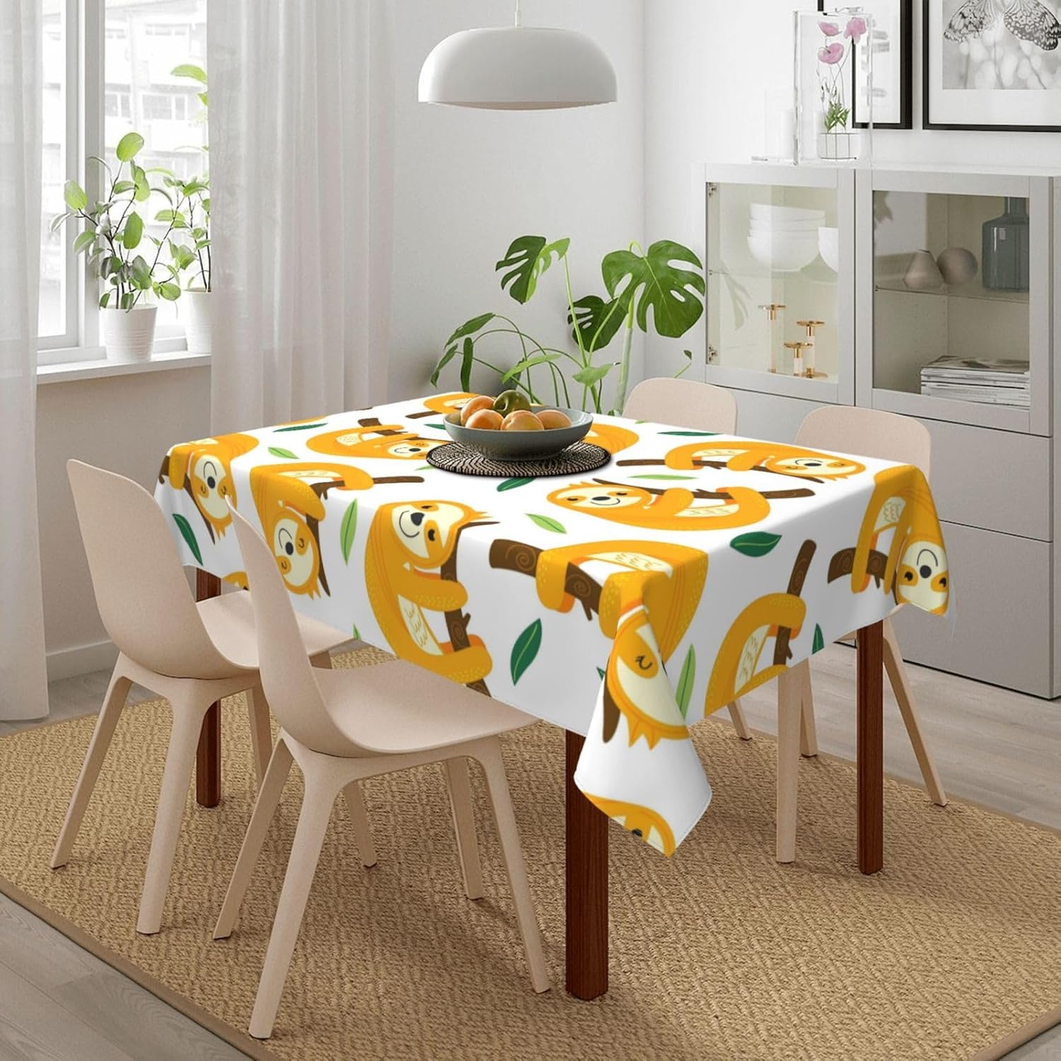 Mantel rectangular impermeable de perezoso para mesa de pícnic, 54 x 72 pulgadas, lavable de poliéster, para fiestas, cumpleaños, bodas, vacaciones