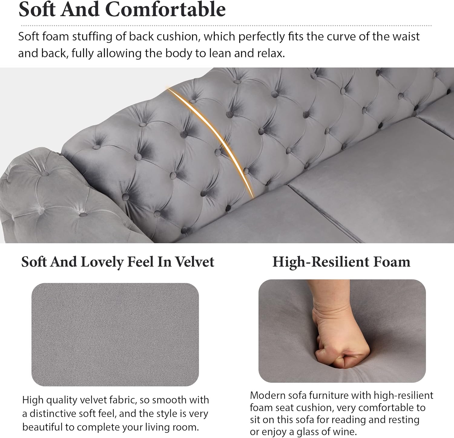 Merax Sofá biplaza tapizado de terciopelo, moderno sofá para 2 personas con respaldo copetudo con botones, para sala de estar, dormitorio o espacio