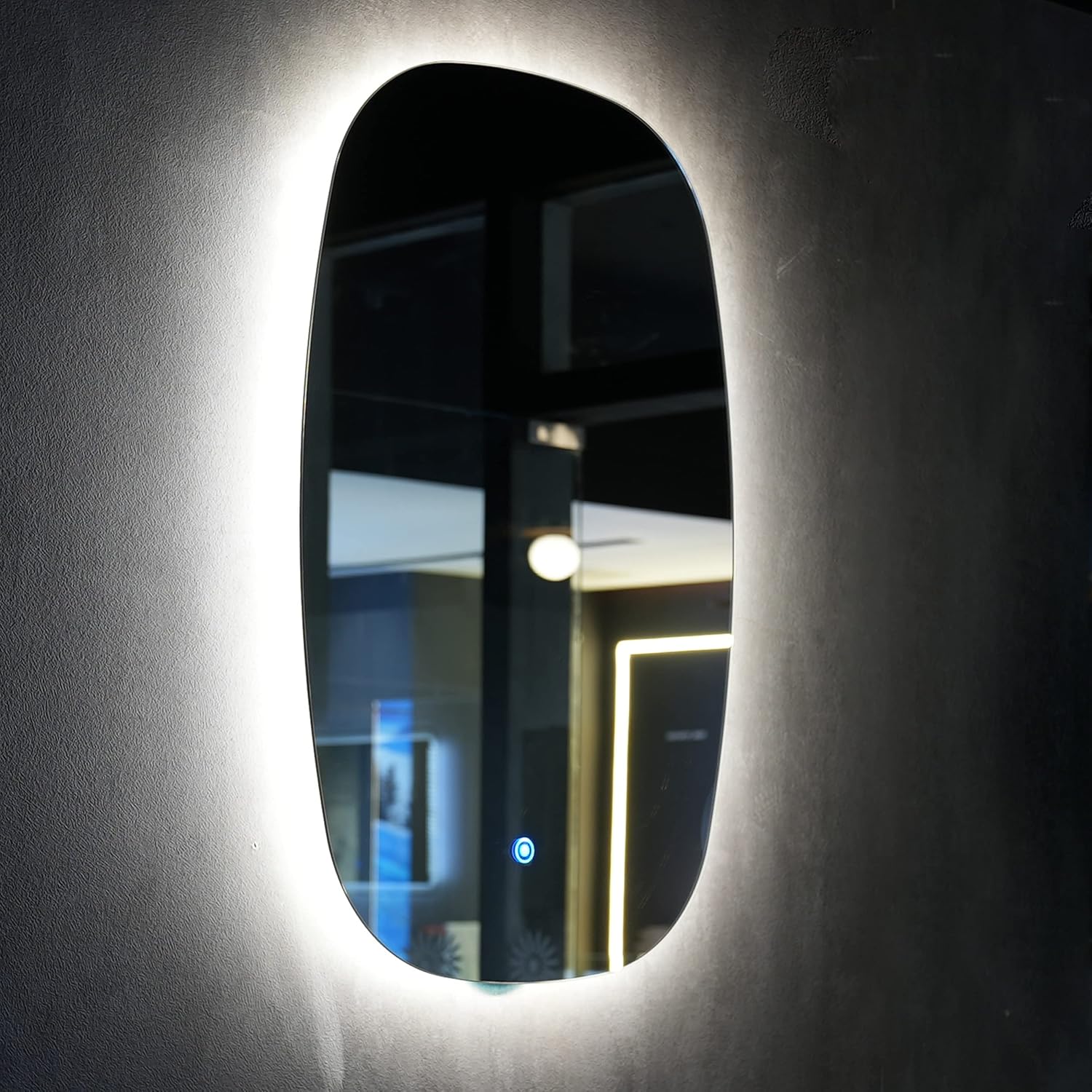 TONA Espejo de baño LED ovalado retroiluminado de 35 x 24 pulgadas, espejo de tocador de 4000 K con luces, espejo de tocador de baño impermeable