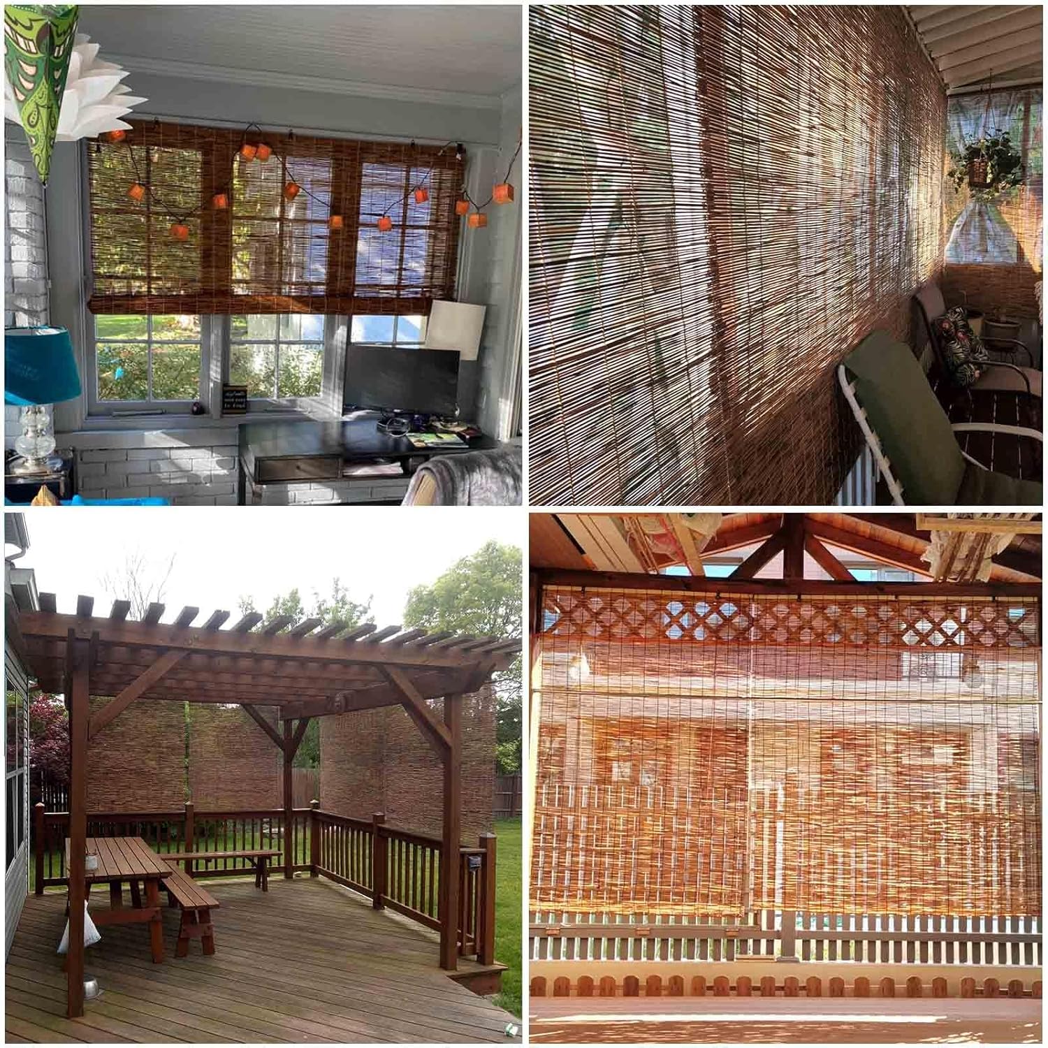 Persianas enrollables de bambú transpirable para exteriores, cortinas enrollables de bambú transpirable para interiores, cortinas de caña de