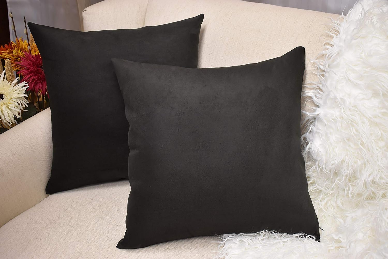 Funda decorativa de almohada MoonRest, de micro gamuza, 2 unidades, cubierta para cojín de gamuza sintética, (juego de 2 unidades)
