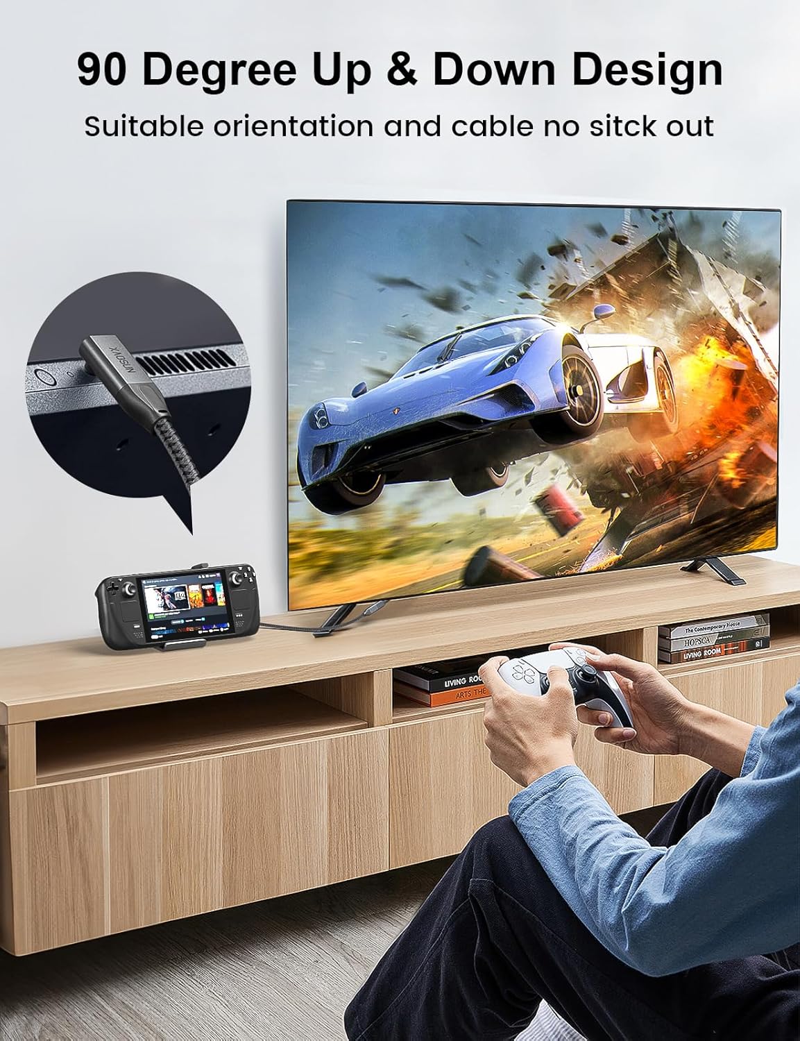 XAOSUN Cable de extensión USB C de 90 grados de 1.64 pies, extensor USB C 3.2 con carga de 240 W, cable de extensión tipo C compatible con