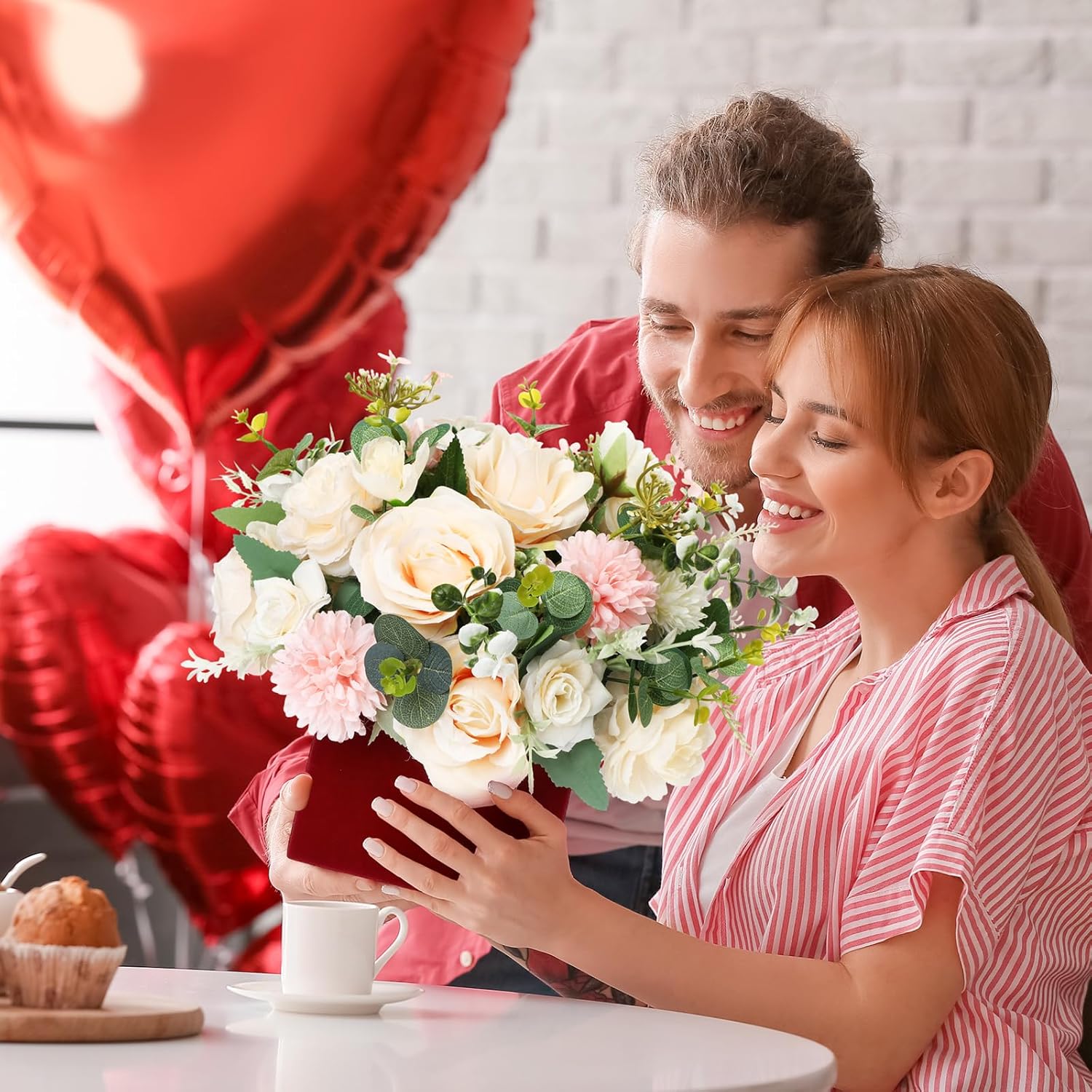 Fulmoon 8 cajas de regalo anidables con tapas, caja de regalo de terciopelo de 4 tamaños, cajas de regalo cuadradas para envolver San Valentín,
