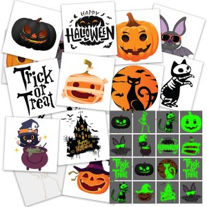 ArtCreativity Tatuajes temporales de Halloween que brillan en la oscuridad, juego de 144, tatuajes temporales para niños en 12 diseños ArtCreativity Tatuajes temporales de Halloween que brillan en la oscuridad, juego de 144, tatuajes temporales para niños en 12 diseños