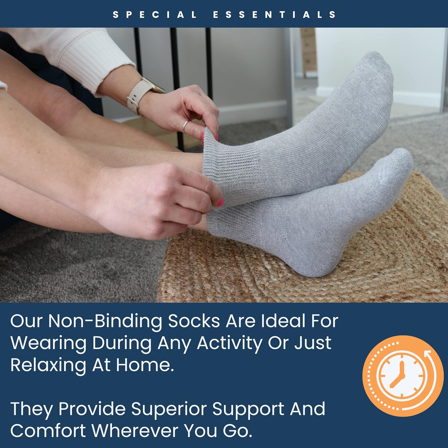 Special Essentials 12 pares de calcetines tobilleros de algodón para diabéticos, no vinculantes con parte superior extra ancha para hombres y mujeres