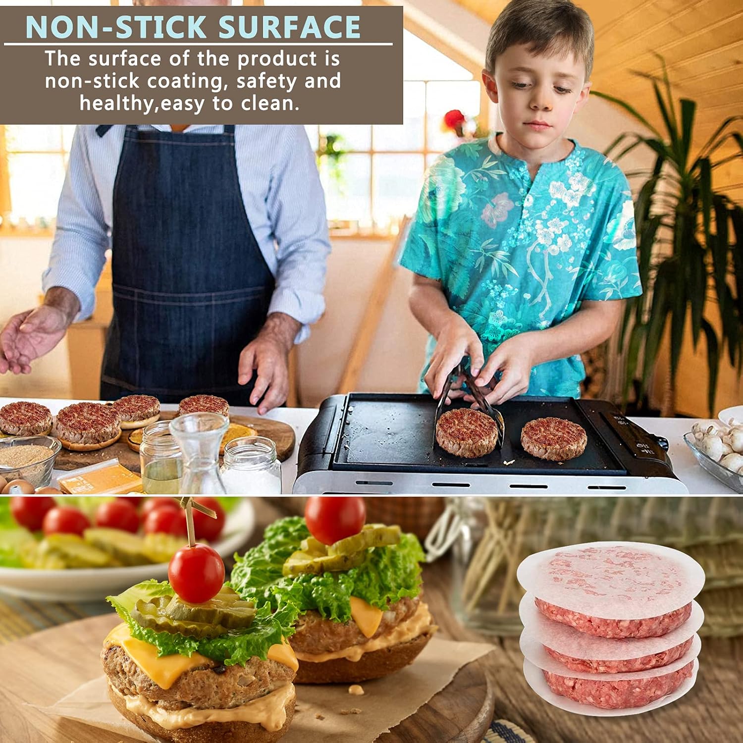 DSTHISAR Prensa de hamburguesas, prensa de hamburguesas de acero inoxidable de 5 pulgadas, prensa antiadherente para hacer hamburguesas, para asar y