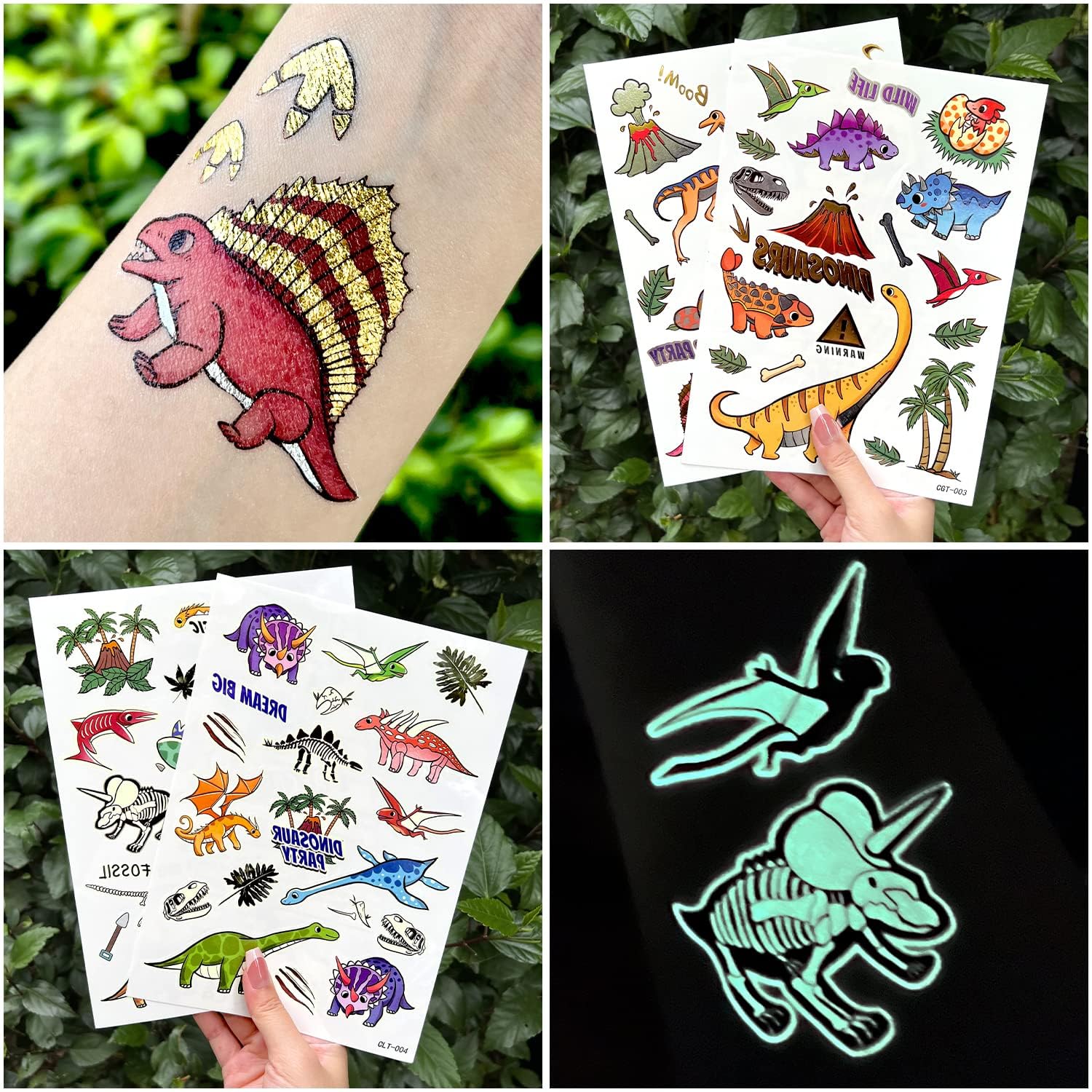74 estilos de tatuajes temporales de dinosaurio para fiestas infantiles, decoraciones de fiesta de cumpleaños de dinosaurio para regalos de niños,