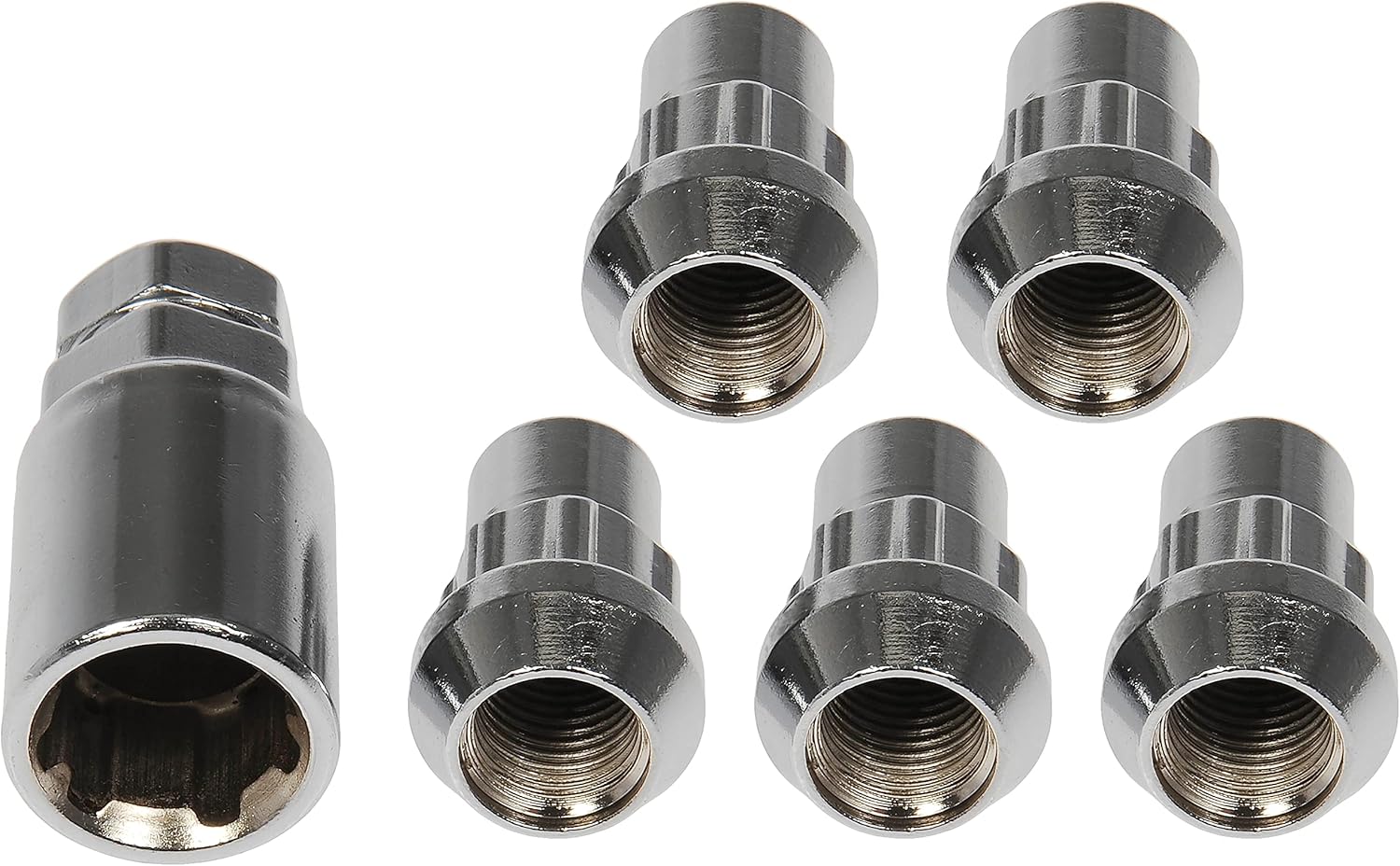 Dorman 712-628 Wheel Nut Lock Chrome Acorn Set M14-1.50 Compatible with Select Chevrolet  GMC Models, 5 Piece Set