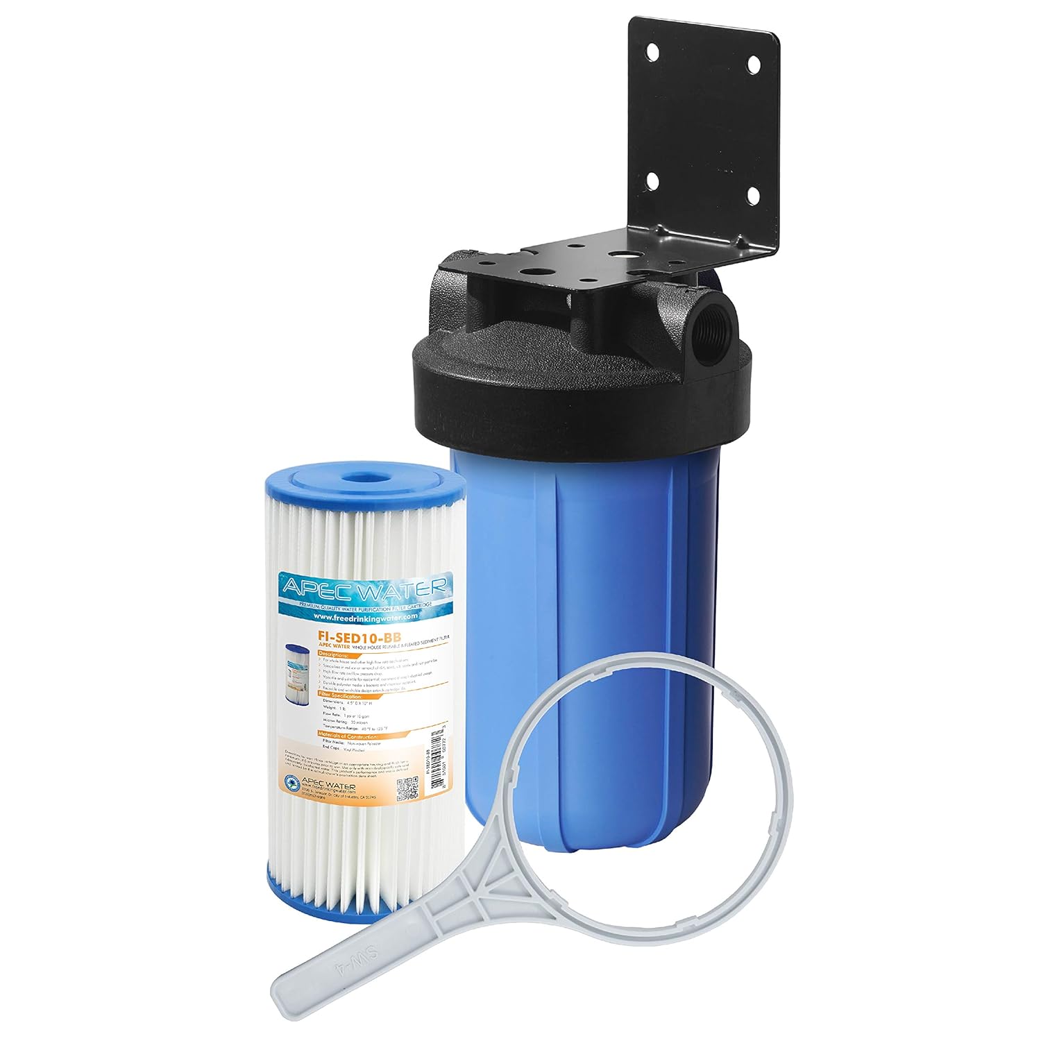 APEC Water Systems CB1-SED10-BB – Filtro de agua de sedimentos para toda la casa, sistema de filtración para el hogar, color azul