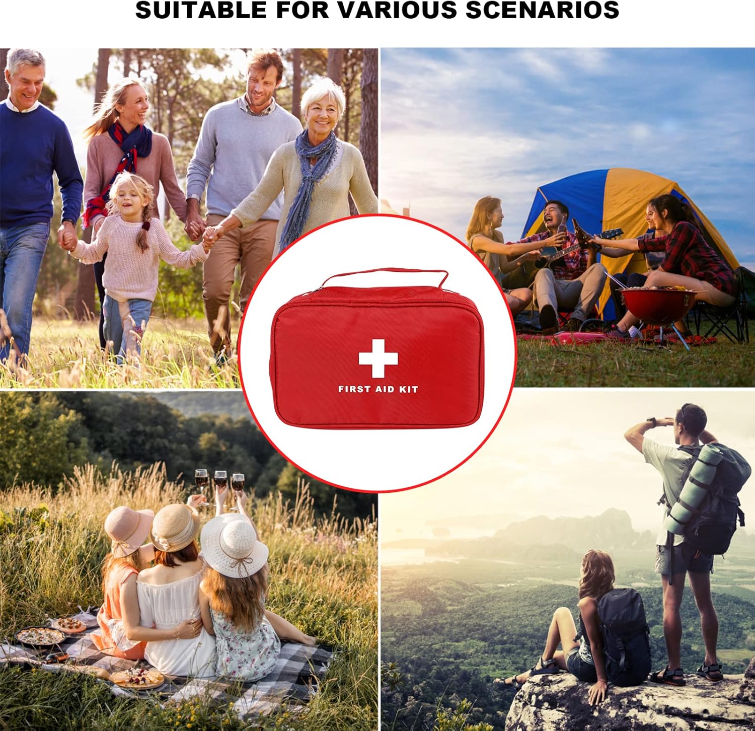 AOUTACC Bolsa de primeros auxilios vacía, impermeable, duradera, bolsa vacía con cremallera, bolsa de emergencia para primeros auxilios para el