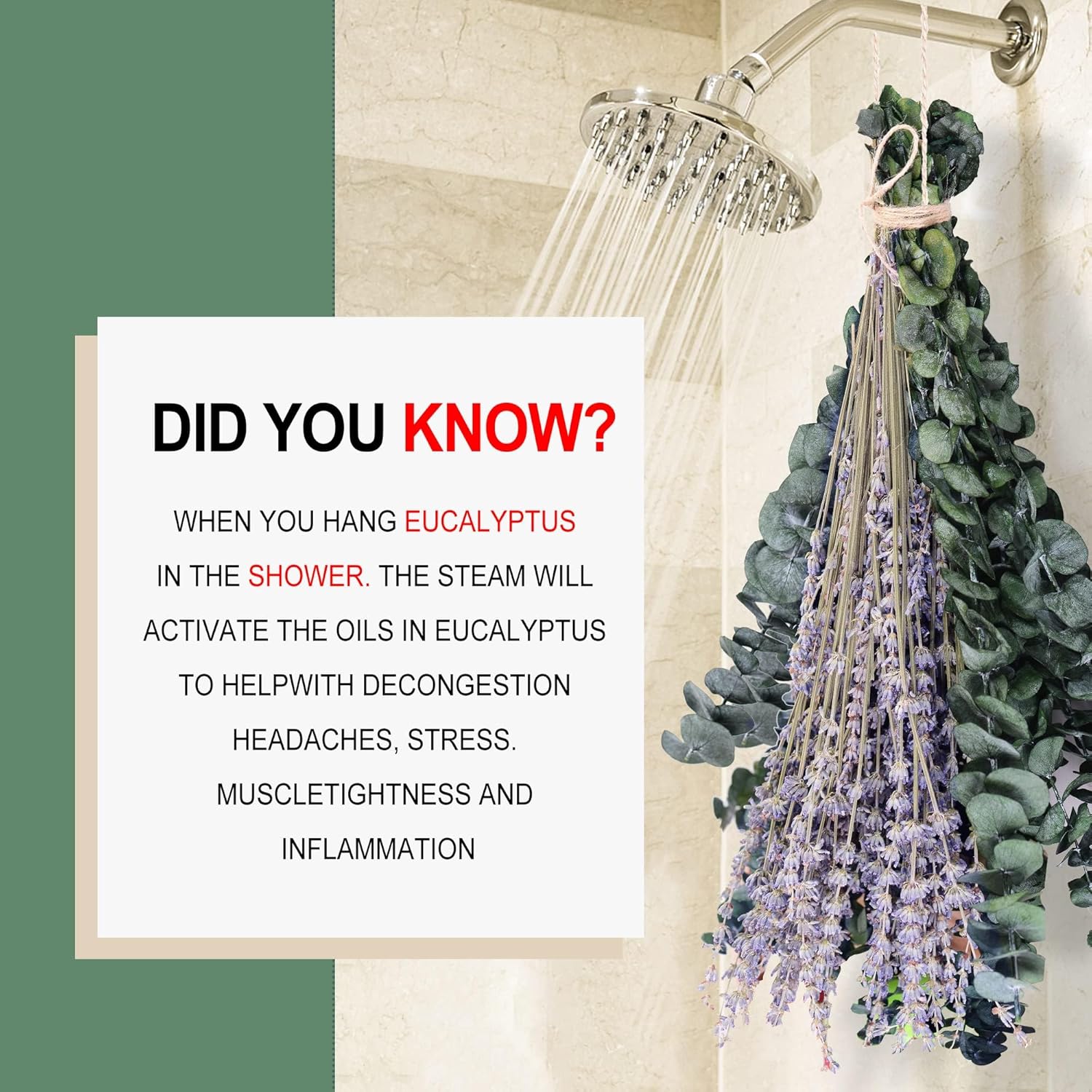 115 paquetes de flores de eucalipto y lavanda para ducha, planta de ducha colgante mejorada de 17 pulgadas, hojas de eucalipto reales naturales,