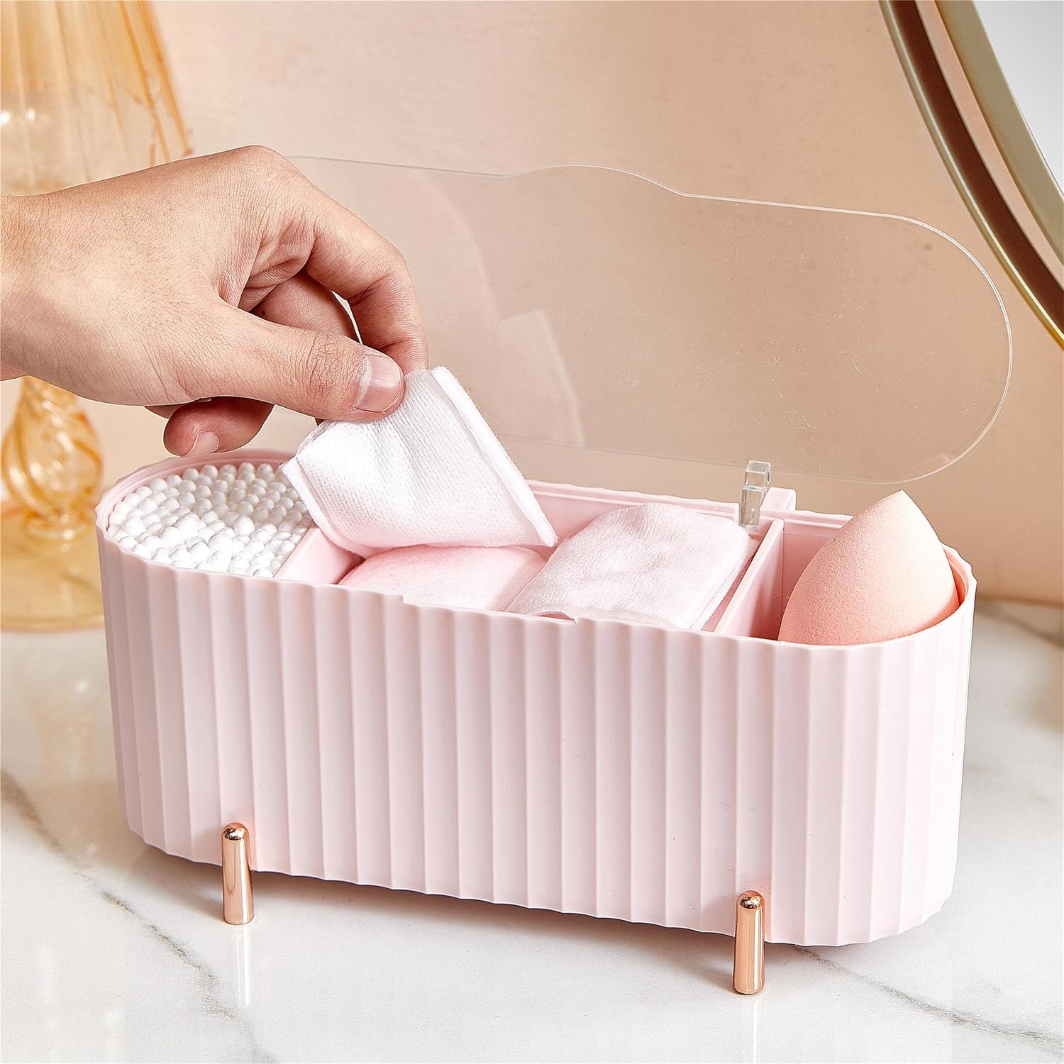 FKOG Soporte Qtips rojo oscuro, soporte para hisopos de algodón multifuncional, organizador de almacenamiento de baño multifuncional, dispensador de