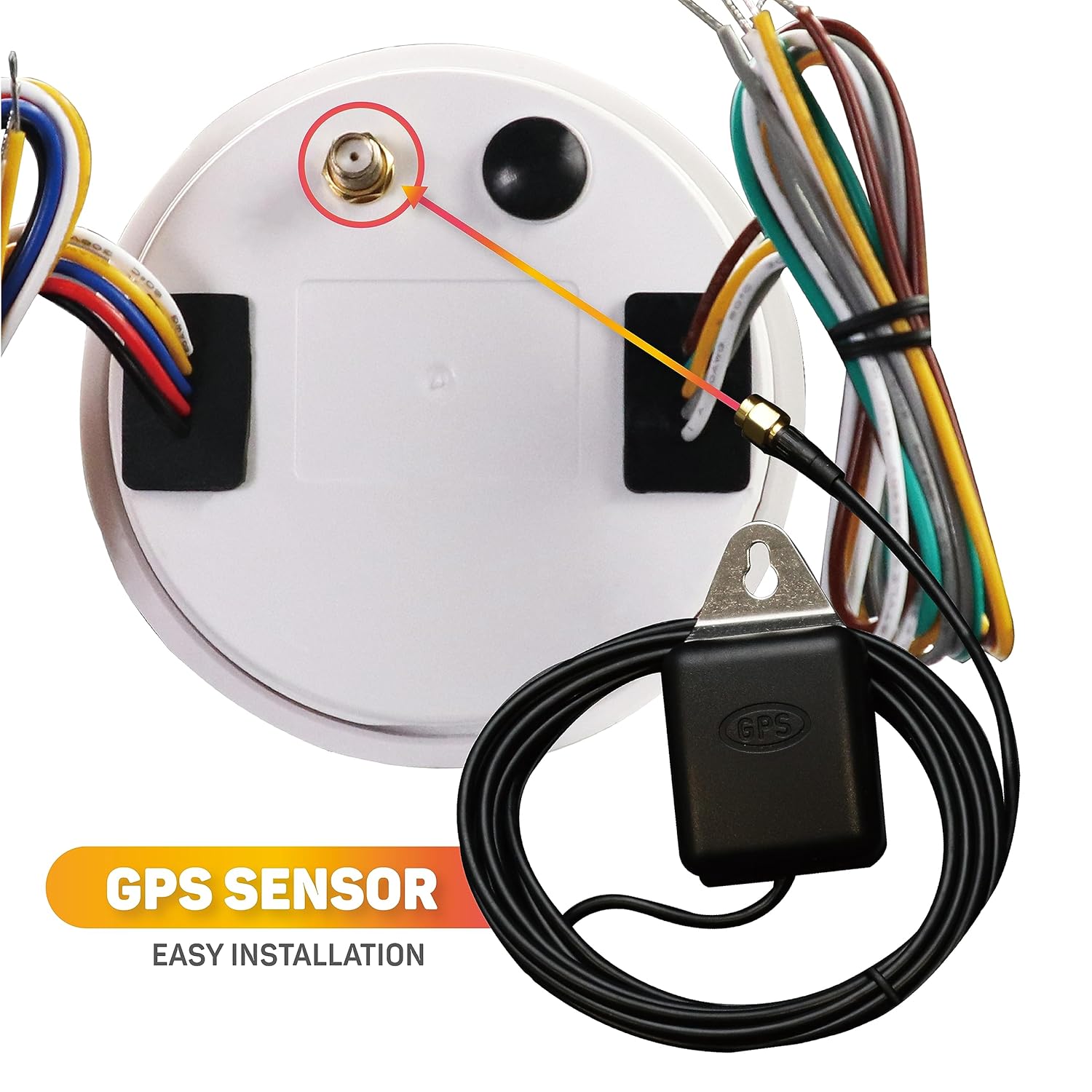 RACETECH Juego de 5 indicadores con retroiluminación LED blanca  3.346 in, velocímetro GPS y tacómetro de 3-38 pulgadas, 2.047 in, 2-116 pulgadas,