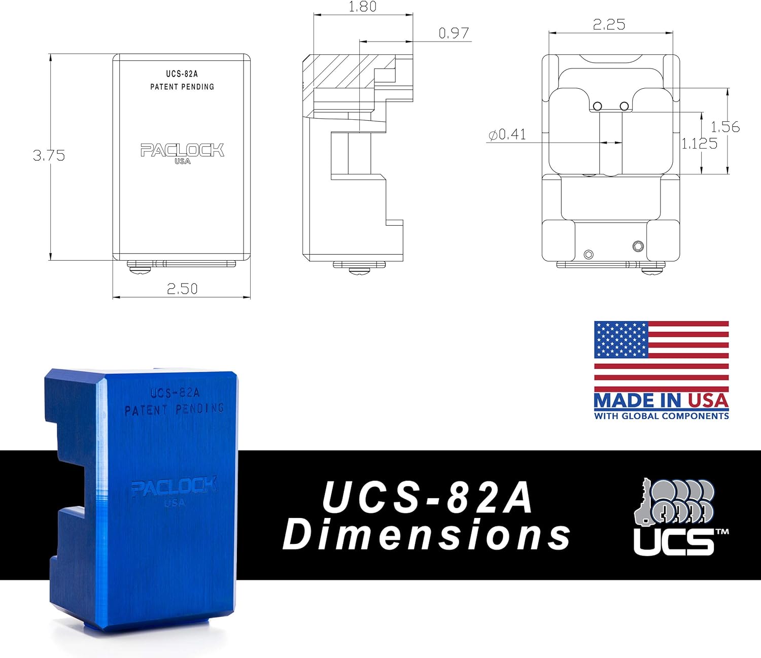 PACLOCK  Cerradura de contenedor UCS-82A  Aluminio anodizado  Dispositivo antirrobo  Cilindro de 6 pines  Una cerradura con llave a un número