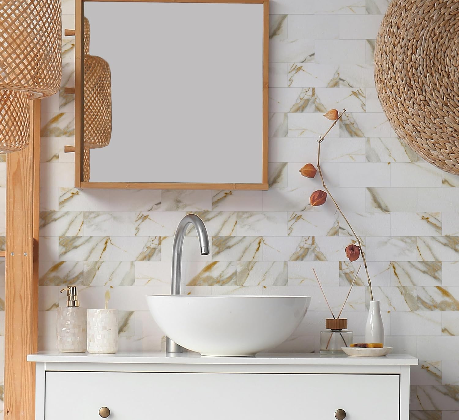 1 paquete de azulejos de pared de PVC de 12 x 12 pulgadas, para despegar y pegar, para cocina, azulejos de baño, decoración de chimenea, mesa de