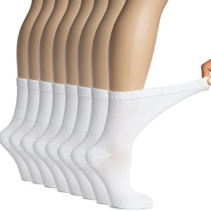 Hugh Ugoli Calcetines altos para diabéticos de bambú suave para mujer, anchos, holgados y delgados con puntera sin costuras y parte superior sin Hugh Ugoli Calcetines altos para diabéticos de bambú suave para mujer, anchos, holgados y delgados con puntera sin costuras y parte superior sin