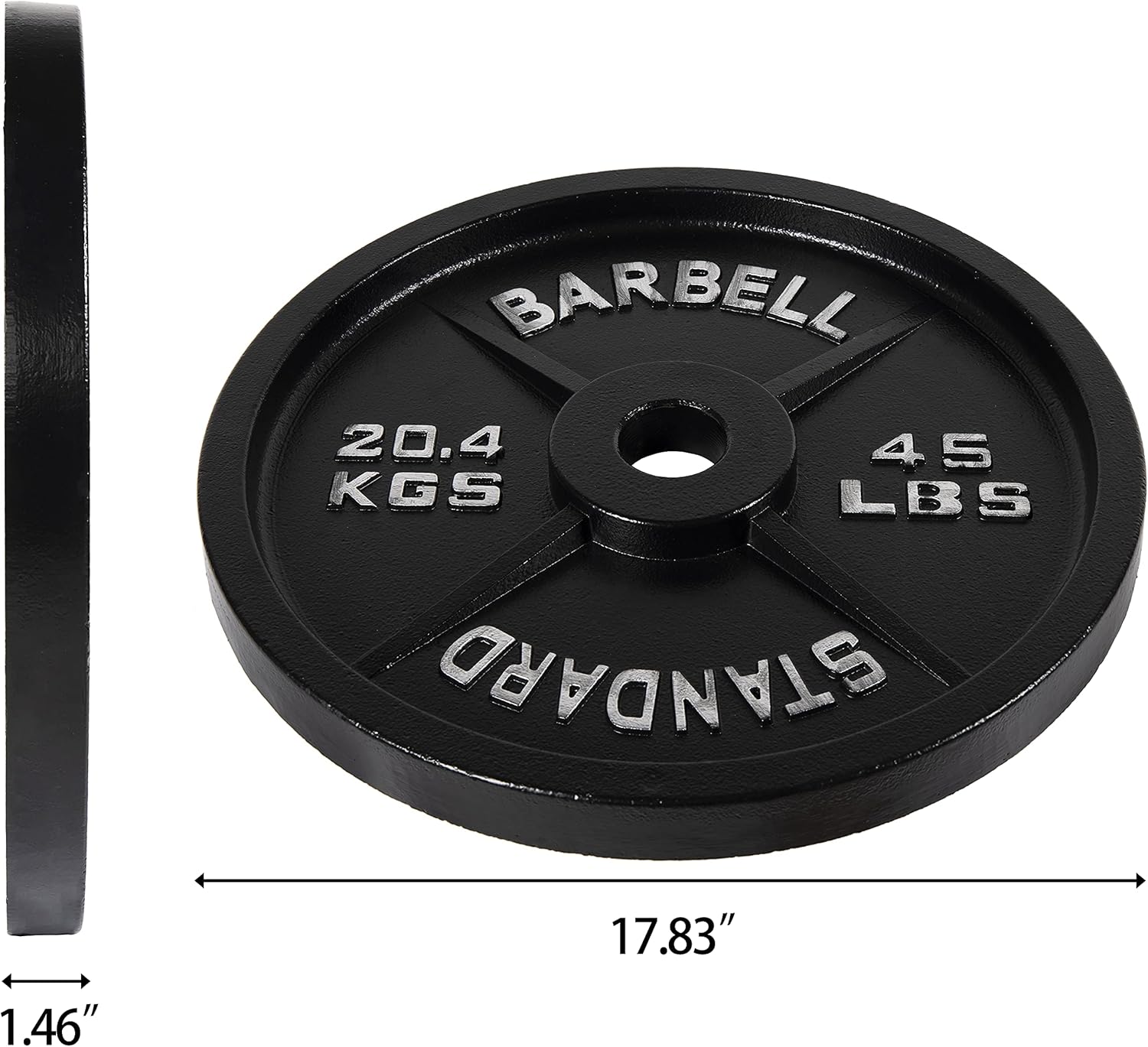 Signature Fitness Placa de peso de hierro fundido para entrenamiento de fuerza y levantamiento de pesas, estándar u olímpico, varios tamaños