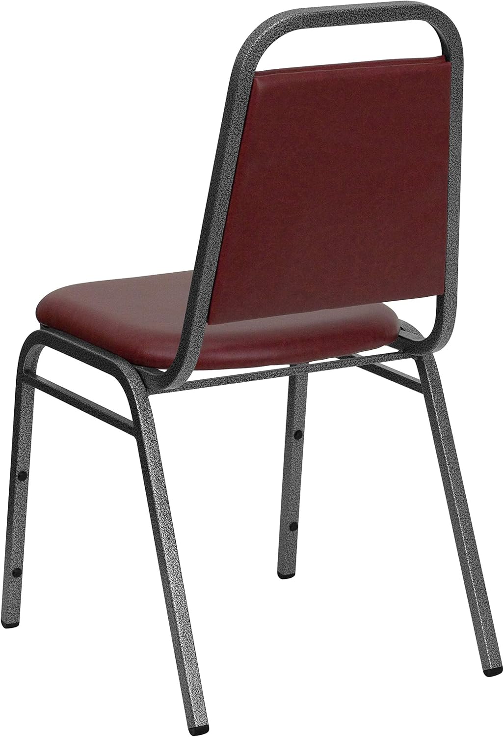 BizChair Paquete de 4 sillas de banquete apilables con respaldo trapezoidal en vinilo burdeos, asiento de 1.5 pulgadas de grosor