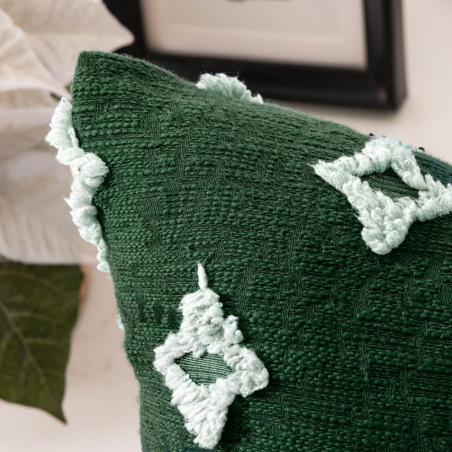 MIULEE – Juego de 2 fundas de almohada decorativas para funda de cojín de jacquard de rombos, funda de cuadros suaves para sofá, cama, dormitorio y
