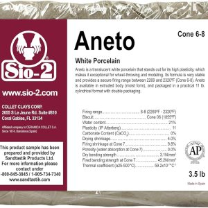 SIO-2 – Arcilla de cerámica de porcelana blanca Aneto, 3.5 lb (1.59 kg)  Arcilla al horno para lanzar ruedas, construcción de manos y modelado, SIO-2 – Arcilla de cerámica de porcelana blanca Aneto, 3.5 lb (1.59 kg)  Arcilla al horno para lanzar ruedas, construcción de manos y modelado,