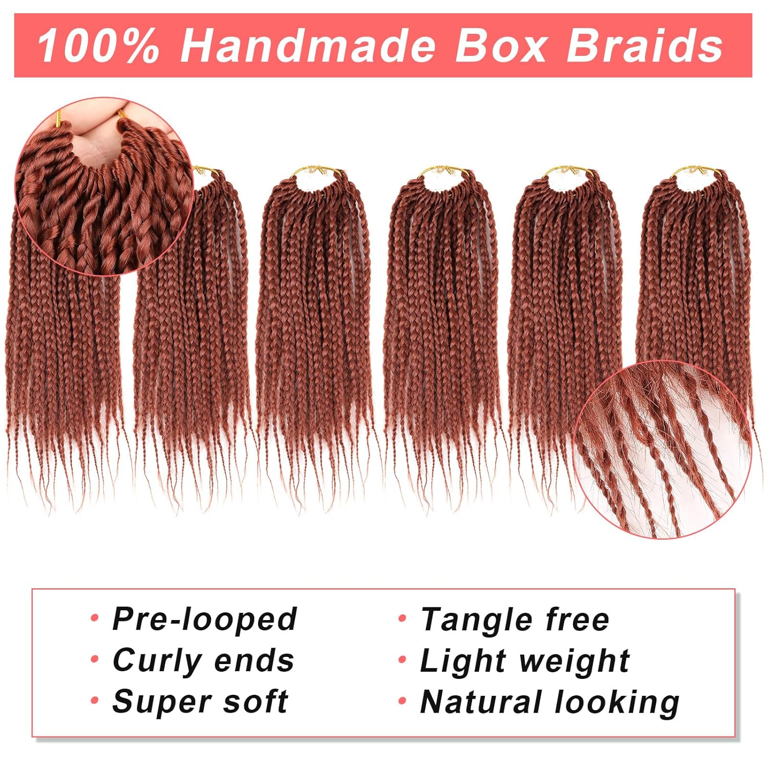 Xtrend Paquete de 6 extensiones de cabello sintético de ganchillo de 10 pulgadas, estilo bohemio, corto, Bobo Box, para mujer (18 mechones por