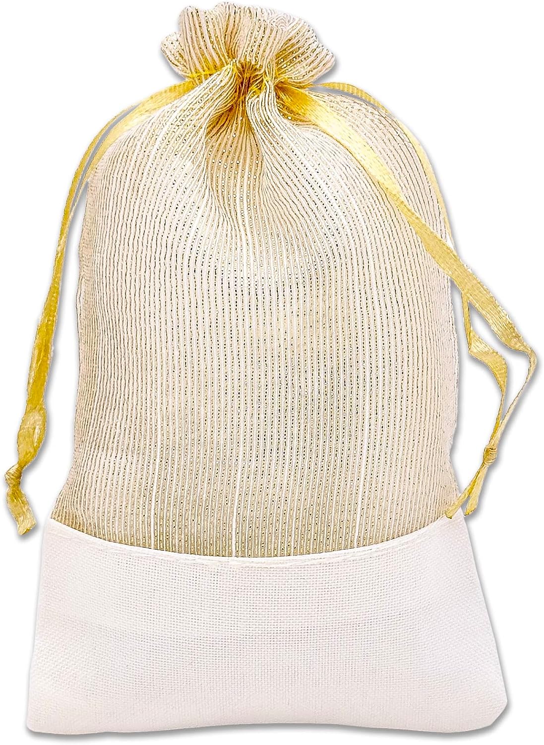 TheDisplayGuys For Your Modern Living Paquete de 24 bolsas de regalo de organza de lino y oro con cordones (pequeñas de 4 x 6), recuerdos de fiesta,