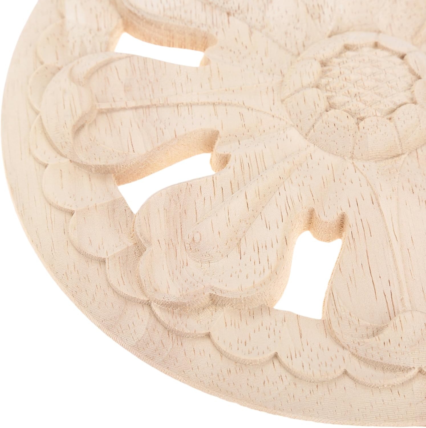 MUXSAM 1 paquete de apliques tallados Onlay, 3.94 pulgadas de diámetro, diseño de galletas redondas de madera, calcomanías para puerta, gabinete,