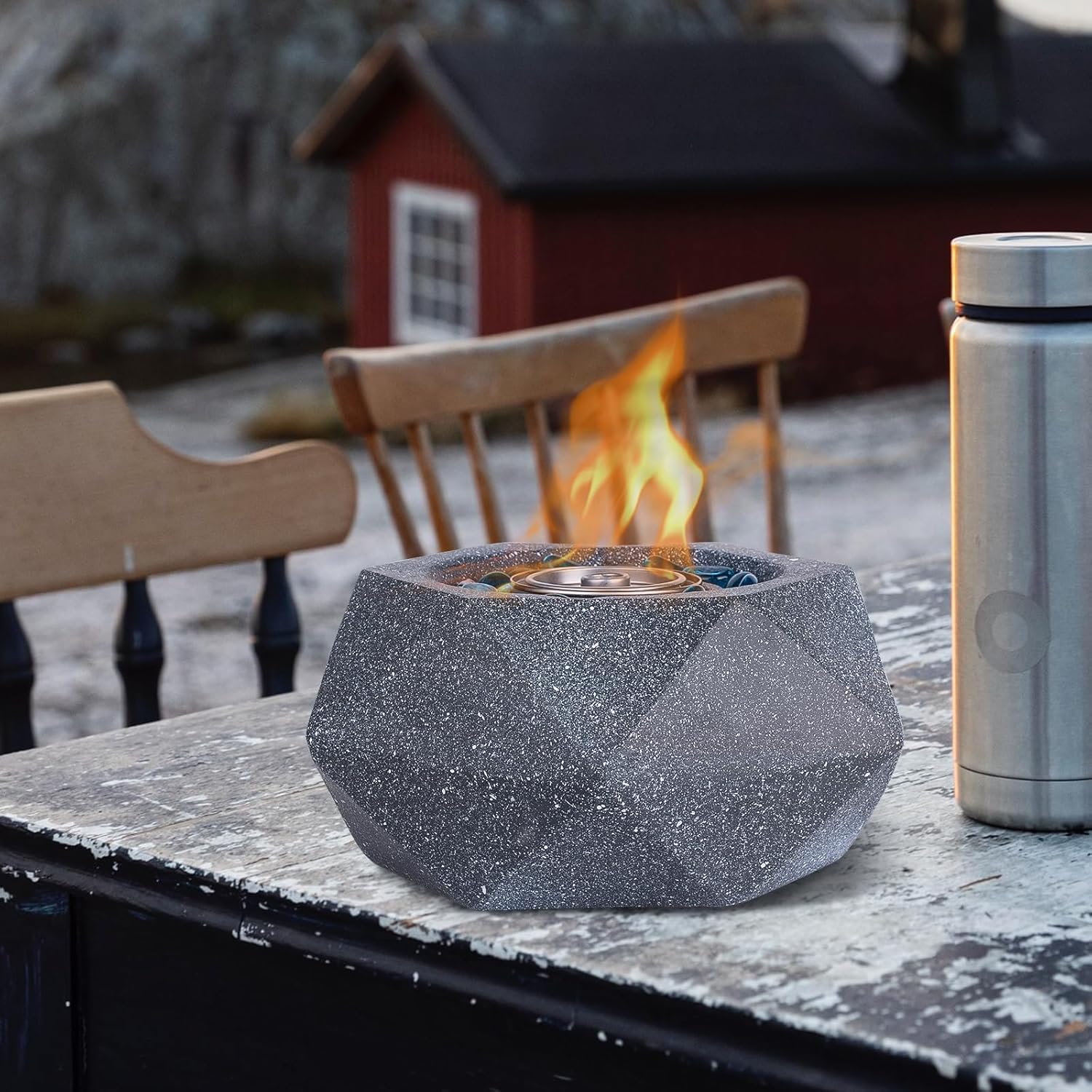 Afranti Chimenea de alcohol para fogata de mesa para interior y exterior, combustión limpia, bioetanol, chimenea sin ventilación