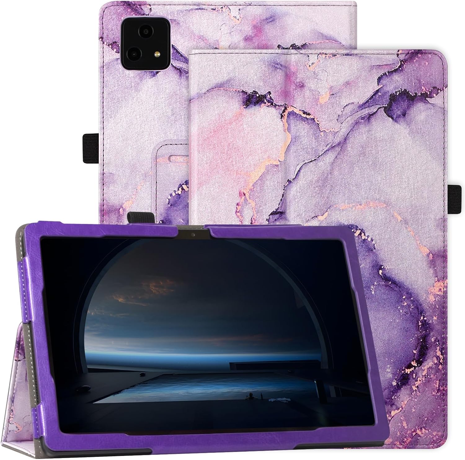 Caweet Funda para tablet T-Mobile Revvl Tab 5G – Funda protectora de cuero de primera calidad con función de apagado y encendido automático, mármol
