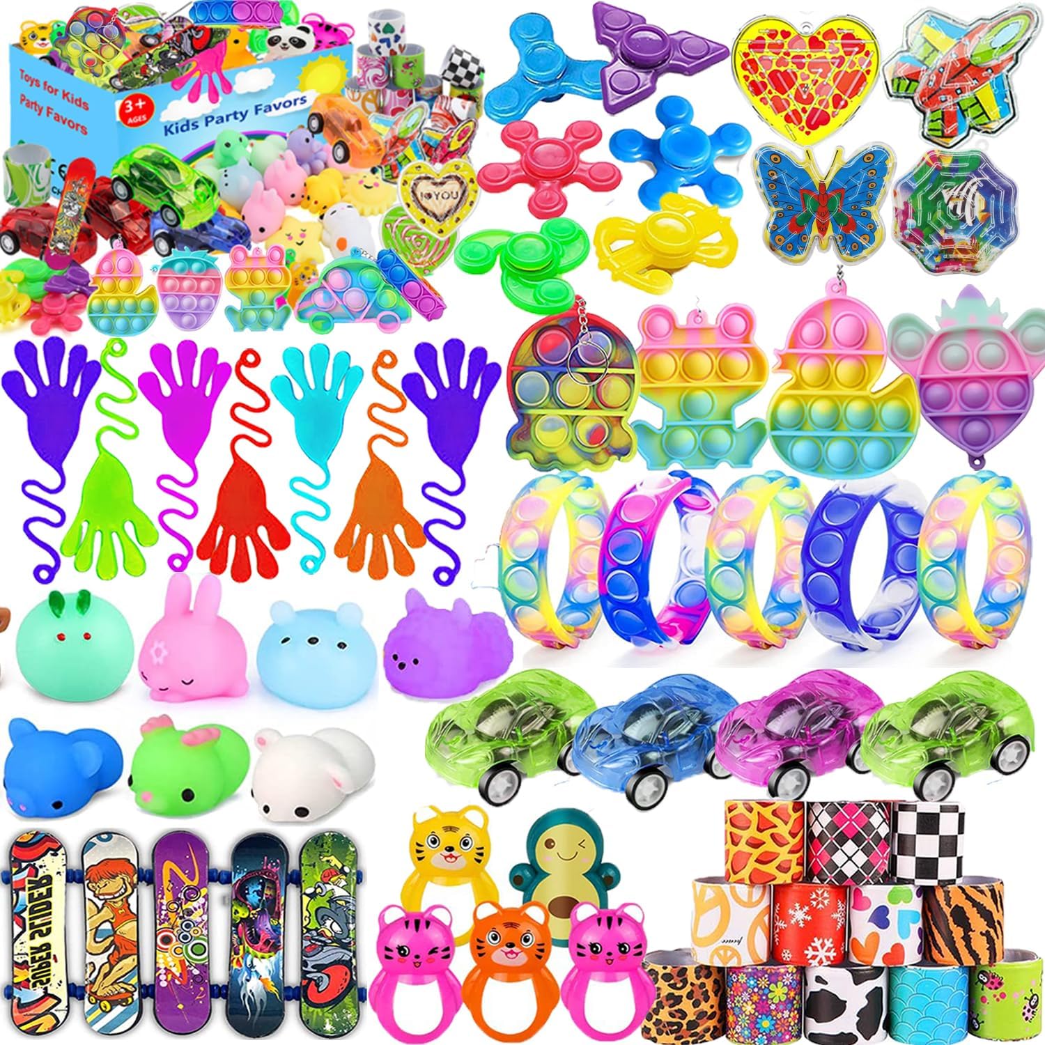 Mivanlin 62 piezas de recuerdos de fiesta pop para niños de 4 a 8 años, paquete de juguetes antiestrés, juguetes de caja del tesoro, premios de