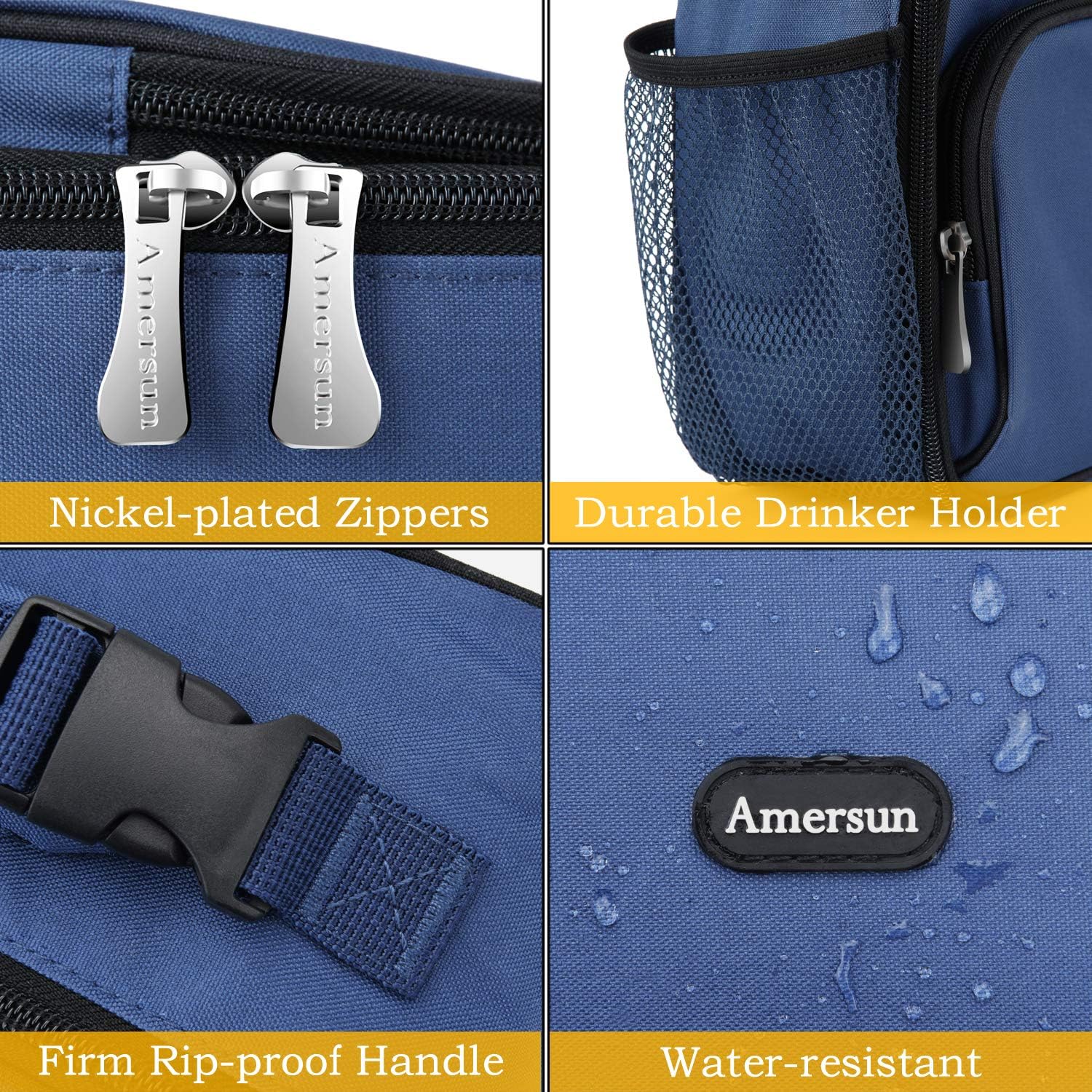 Amersun – Lonchera térmica duradera con forro acolchado que mantiene la comida caliente o fría durante mucho tiempo, impermeable, para viajes,