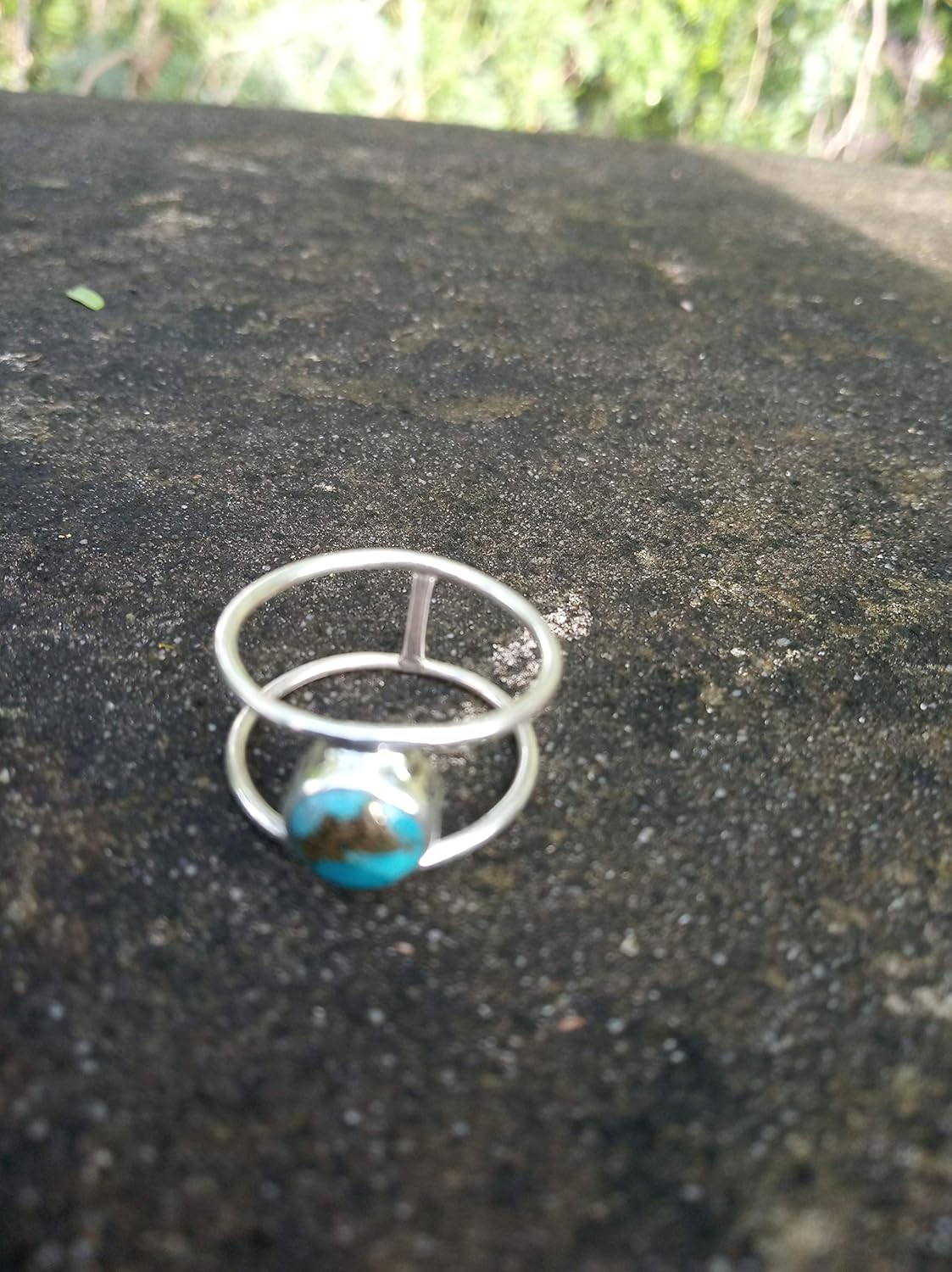 Blue Copper Turquoise Ring, 925 Sterling Silver Ring, Double Band Ring, December Birthstone Ring, Gothic Ring, Wedding Ring, Gift For Her, Gypsy