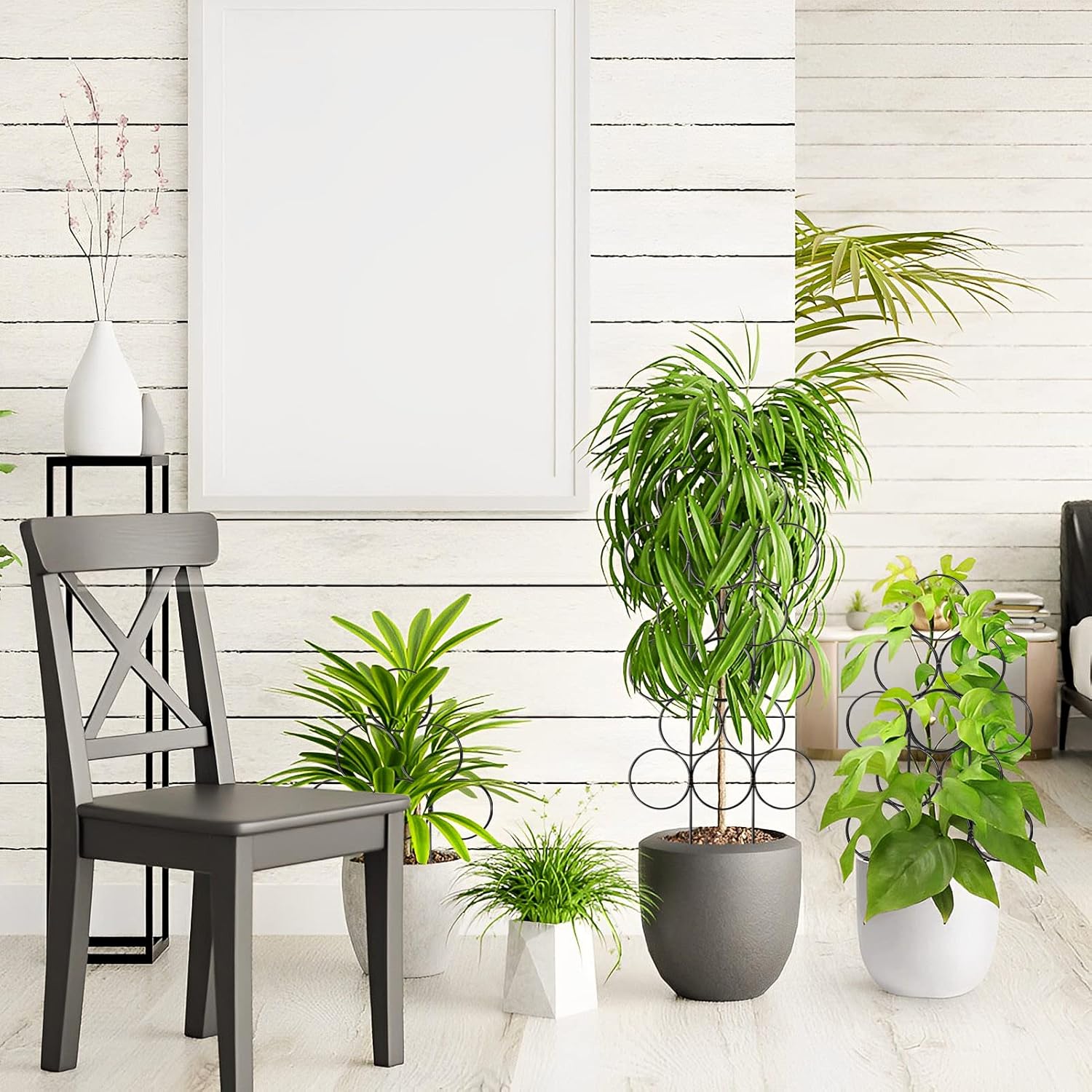 GROWNEER Paquete de 6 enrejados de jardín pequeños para plantas en maceta, enrejado de plantas de interior de 15.7 pulgadas, soporte apilable para