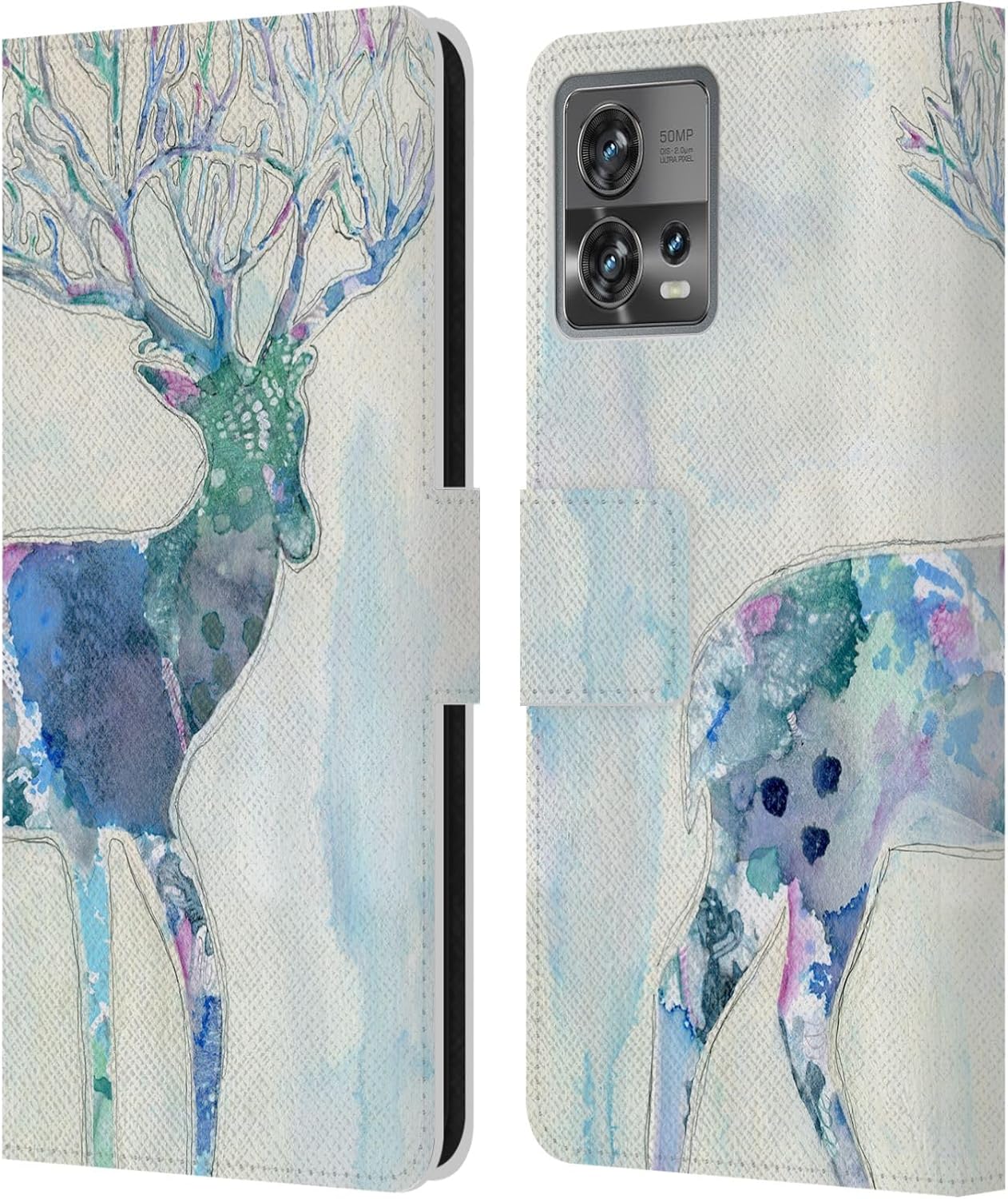 Head Case Designs Officially Licensed Wyanne Quiet Creative Animals 2 Leather Book Wallet Case Cover Compatible with Motorola Moto Edge 30 Fusion