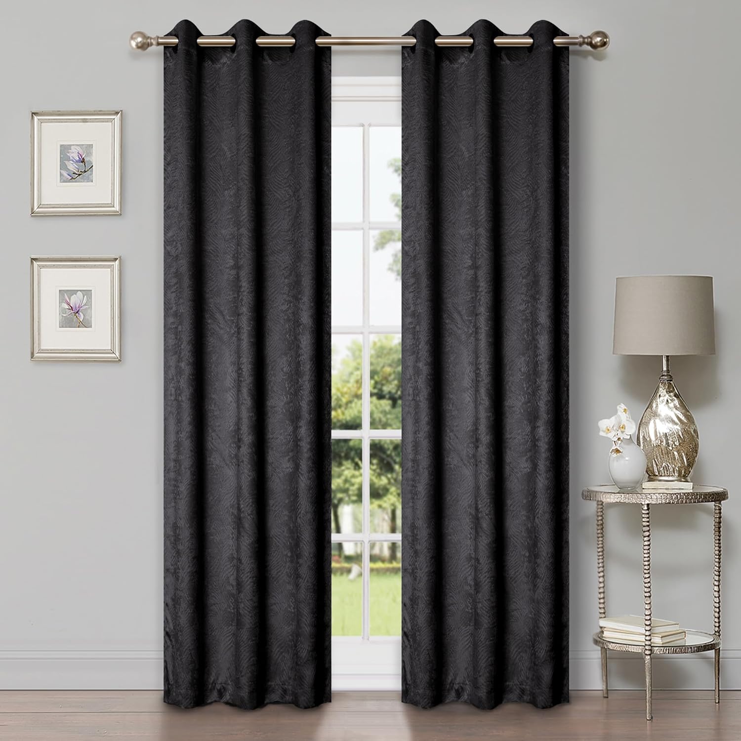 Superior Cortinas opacas, detalles de ventana para oscurecer la habitación, bloqueo solar, térmicas, modernas ondas geométricas con ojales, juego de