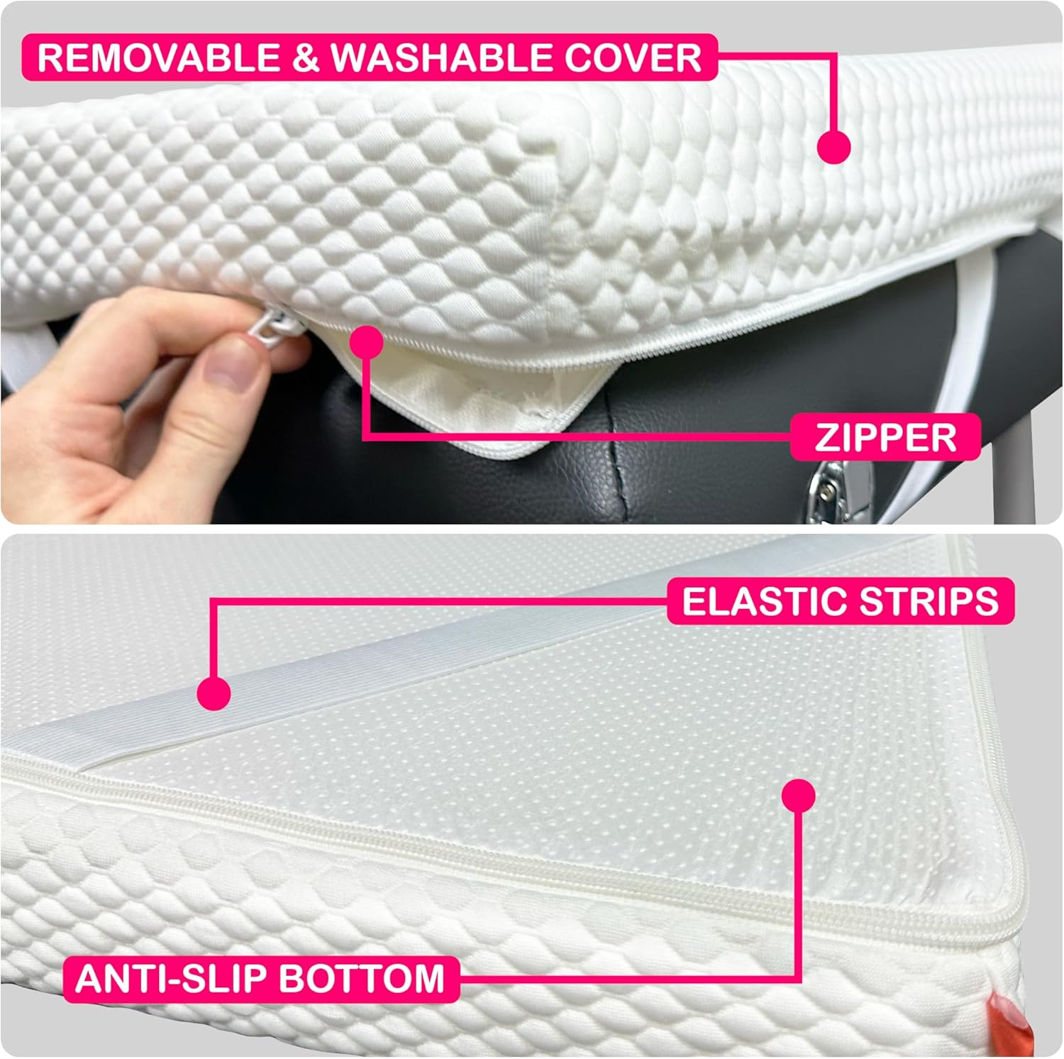 Colchón de cama de pestañas + funda de cama de pestañas (blanco)  Cómodo cubrecolchón con cuatro correas de esquina y parte inferior antideslizante