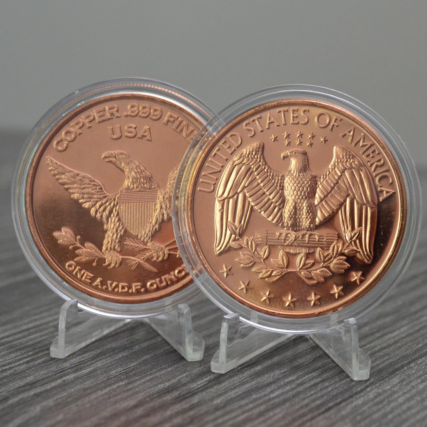US Quarter Design Moneda de lingotes redondos de cobre .999 puro de 1 oz en cápsula – COA por Heavenly Metals