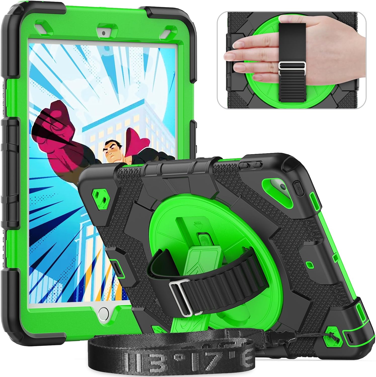 Timecity Funda para iPad de 987 generación, para iPad 10.2 2019-2021 con protección fuerte, protector de pantalla, correa de mano, correa para el