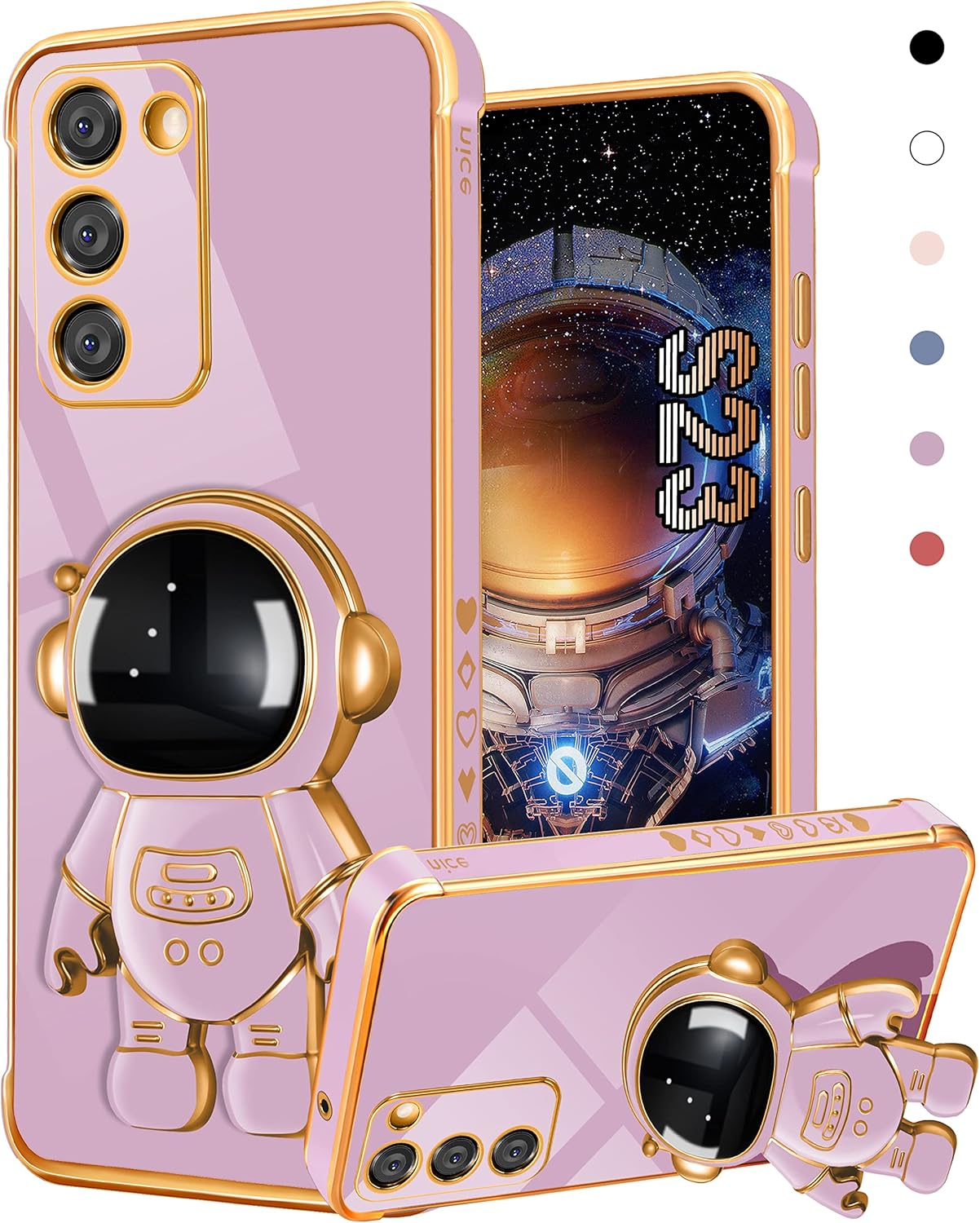 Coralogo Funda para Samsung Galaxy S23, diseño de astronauta linda para mujeres y niñas, con soporte oculto de astronauta, diseño 6D, para Samsung