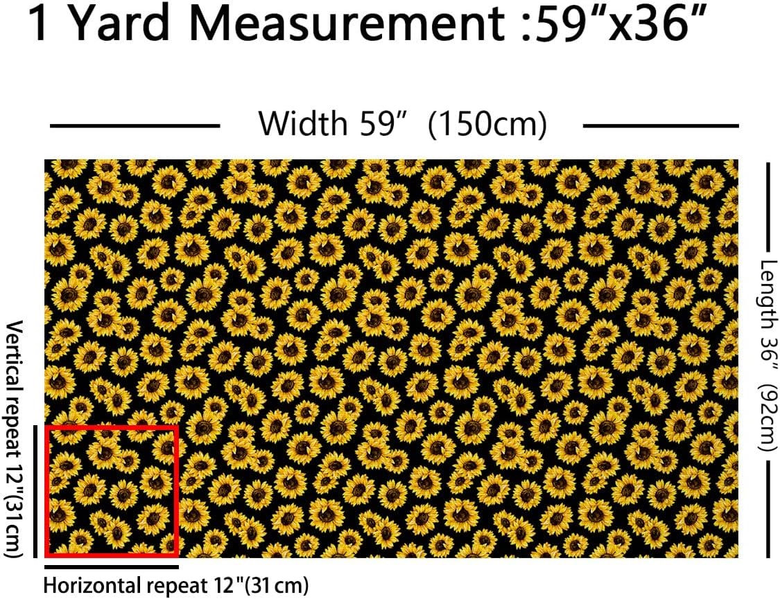 The Yard – Tela de girasol 3D para tapicería floral con flores amarillas para interiores y exteriores, tela floral botánica, tela decorativa