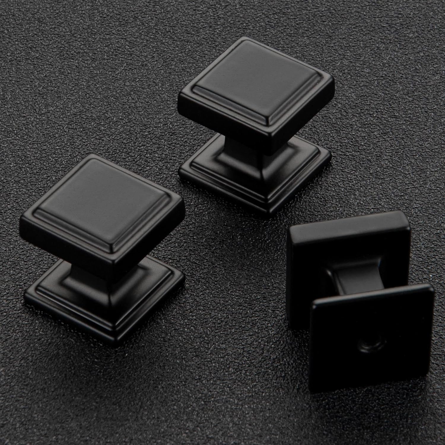 Home Expert Paquete de 25 pomos negros para gabinetes de cocina, pomos cuadrados negros para armarios y cajones de cocina color negro mate,