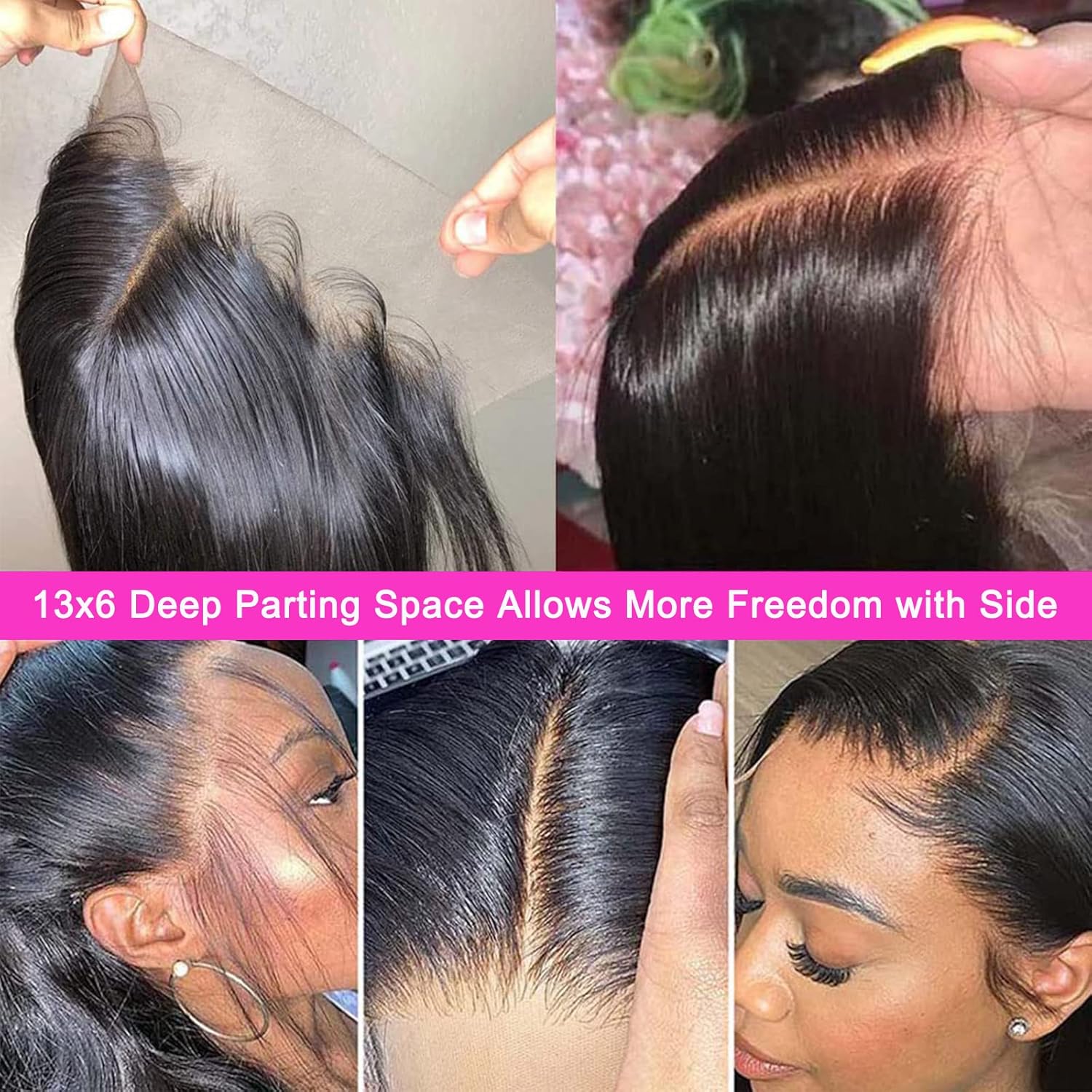 Lemoda Pelucas de cabello humano lacio con encaje frontal transparente HD de 13 x 6 pulgadas, densidad 180, peluca frontal de encaje frontal