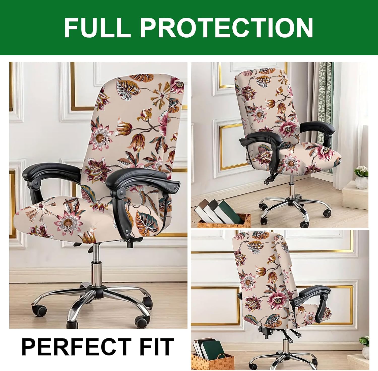 FUANGUI Funda para silla de oficina estampada, funda elástica para silla de computadora, funda universal para silla giratoria de escritorio con