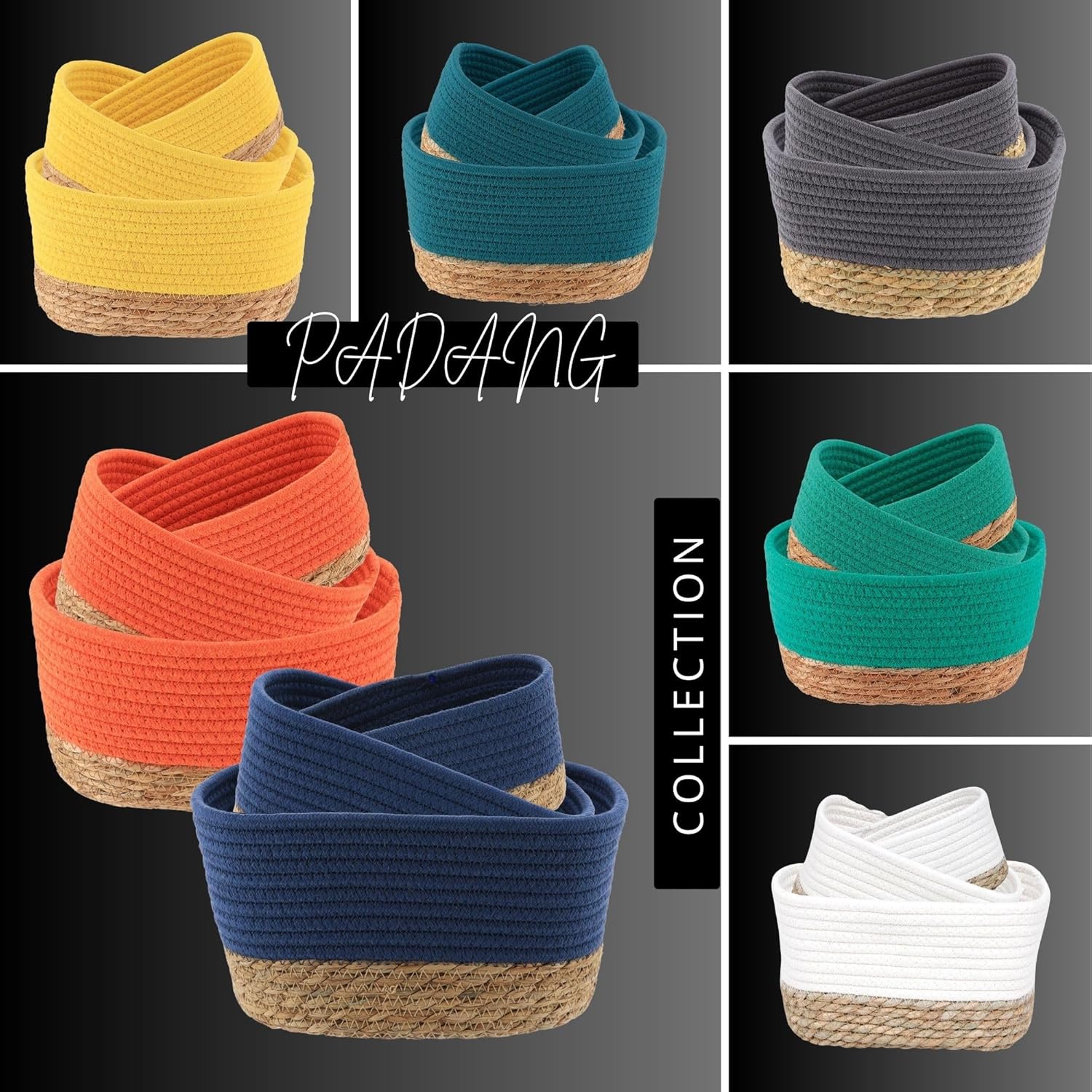 Cestas de almacenamiento clásicas de algodón apilables para estantes, juego de 3, ideales como canasta de pañales, canasta de juguetes para perros,