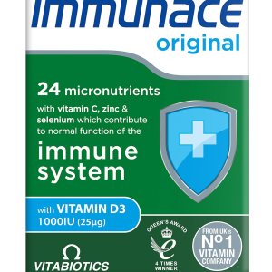 Vitabiotics Immunace Original – Soporte avanzado de micronutrientes y sistema inmunológico  Vitamina C, zinc y selenio – 30 tabletas Vitabiotics Immunace Original – Soporte avanzado de micronutrientes y sistema inmunológico  Vitamina C, zinc y selenio – 30 tabletas
