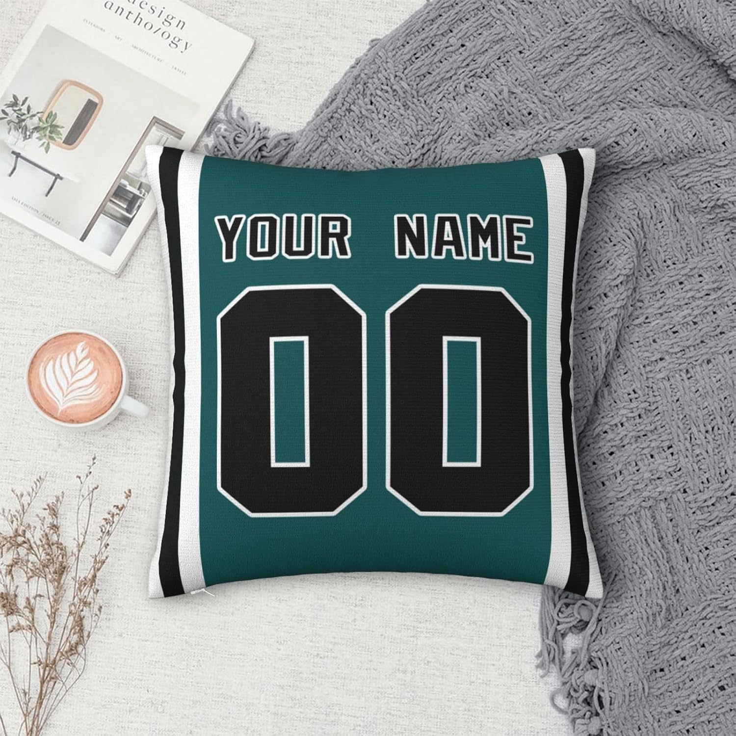 Funda de almohada personalizada con nombre y número, regalos de cumpleaños para miembros de la familia, doble cara 12 x 12 pulgadas